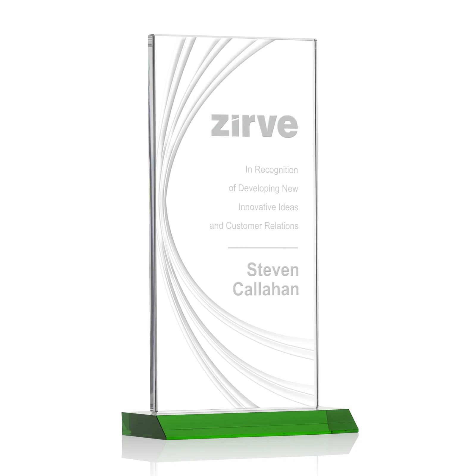 Custom Starfire Crystal Panel Award With Liquid-Crystal Accent Lines, awards for company anniversary events