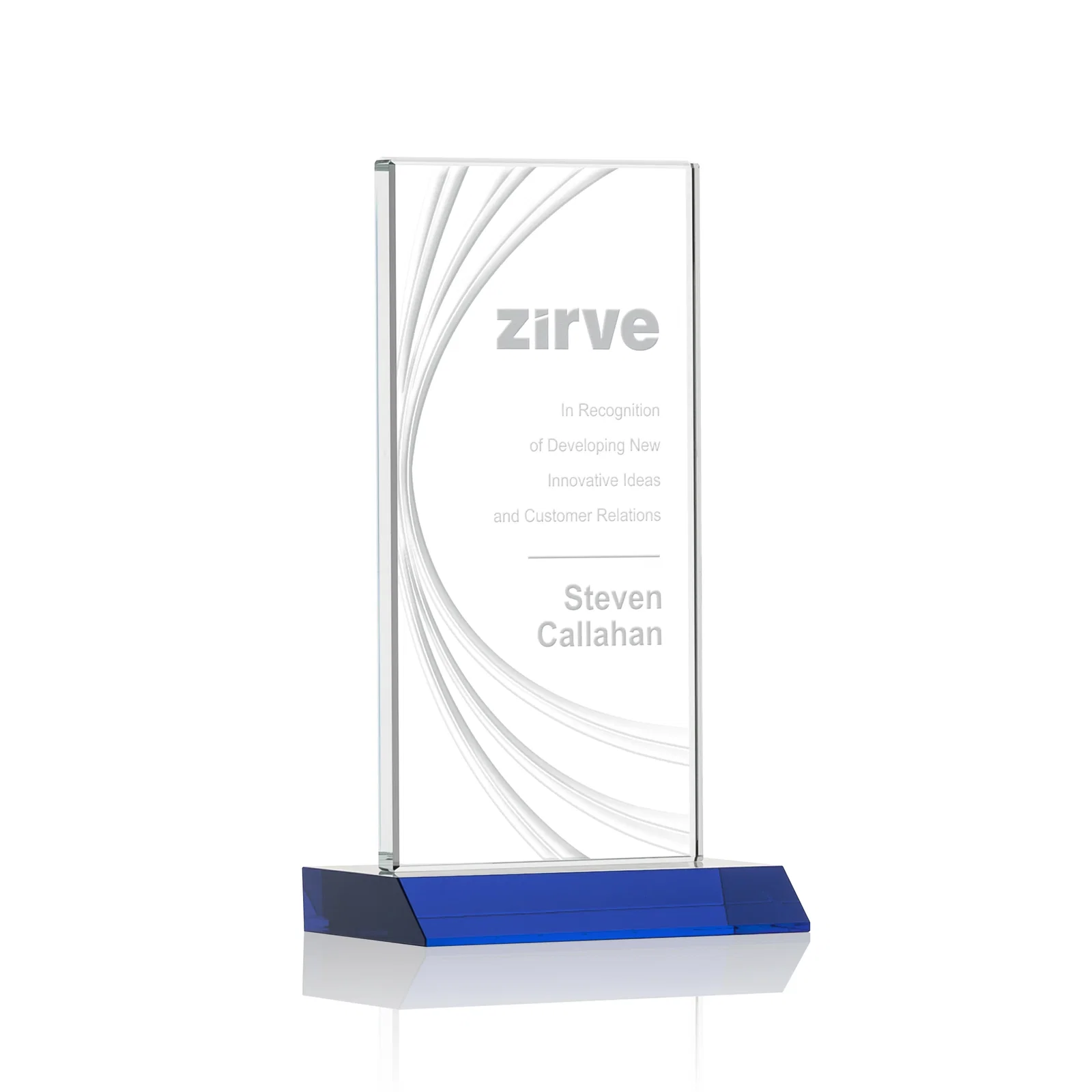 Personalized Starfire Crystal Panel Award With Liquid-Crystal Accent Lines, awards for corporate award ceremonies
