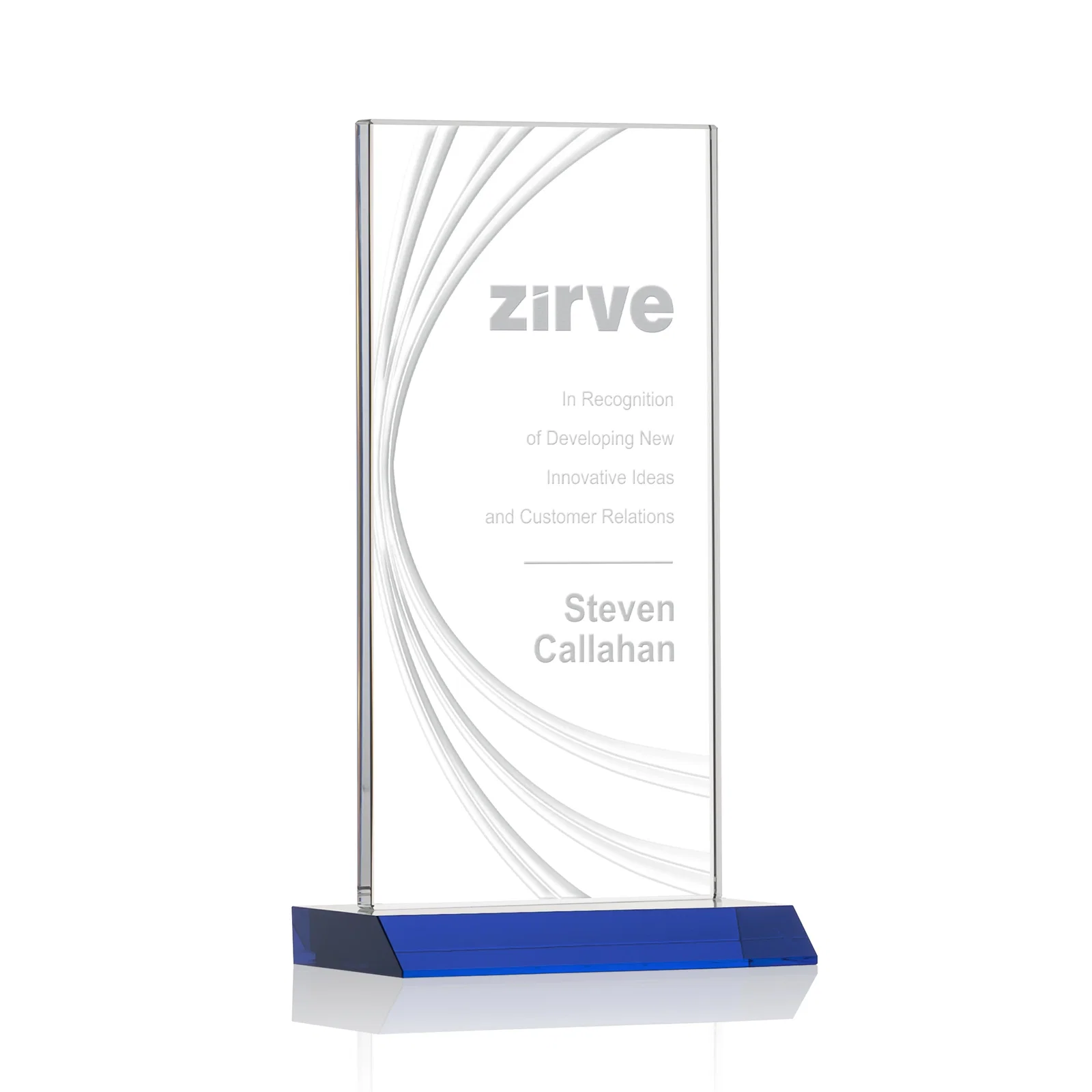 Personalized Starfire Crystal Panel Award With Liquid-Crystal Accent Lines, awards for service anniversary gifts