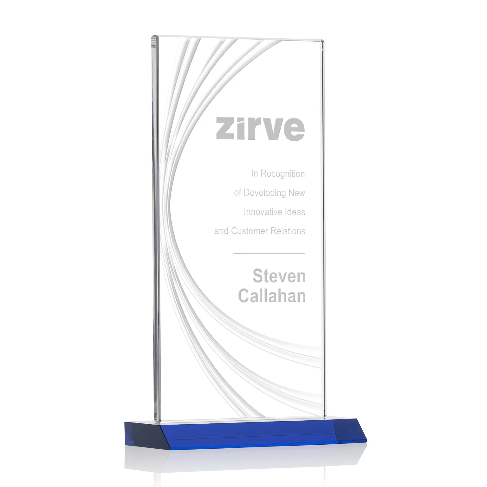 Personalized Starfire Crystal Panel Award With Liquid-Crystal Accent Lines, awards for sales achievement awards