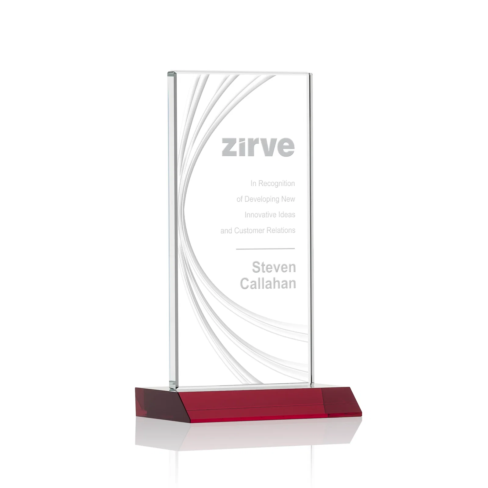 Personalized Starfire Crystal Panel Award With Liquid-Crystal Accent Lines, awards for team milestone celebrations
