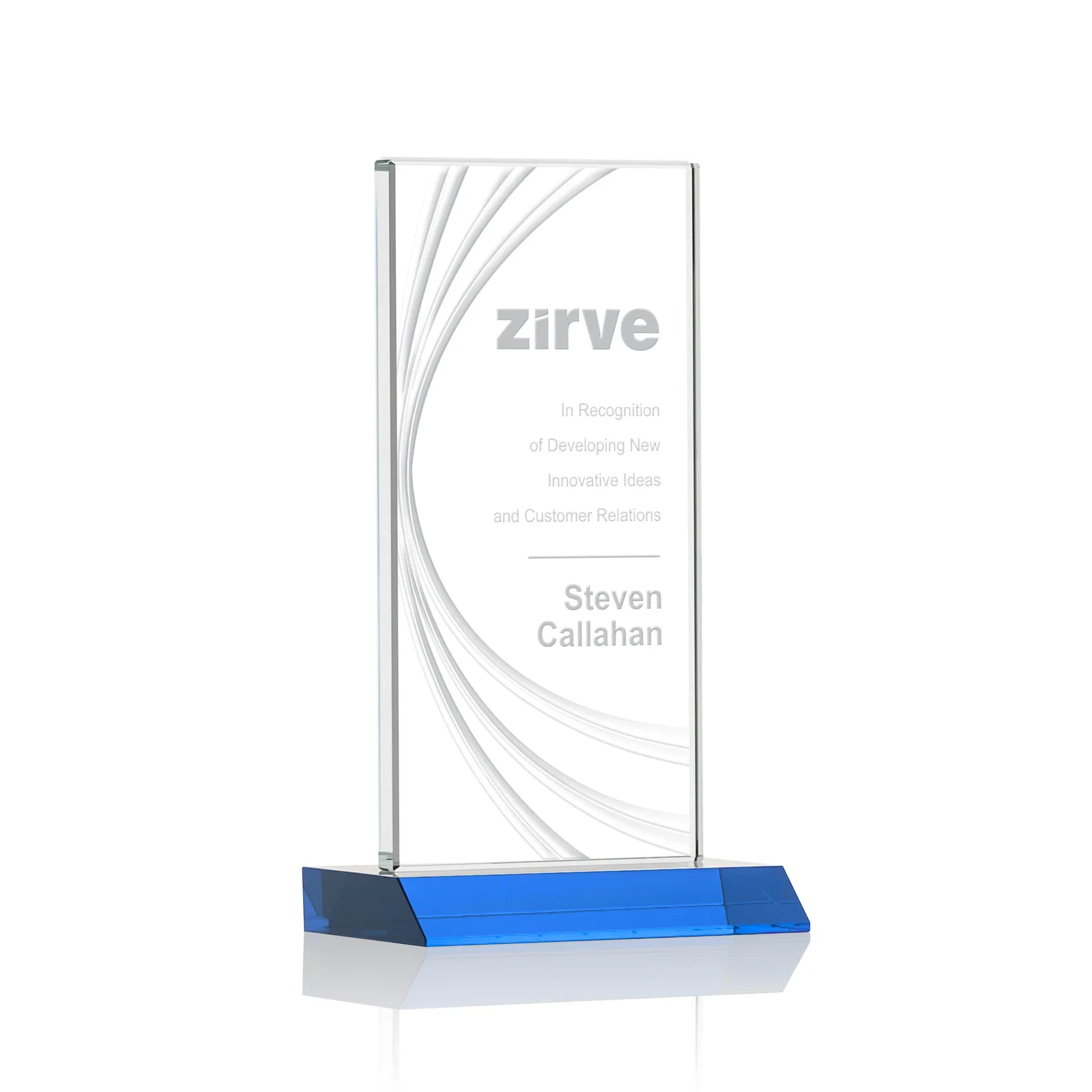 Personalized Starfire Crystal Panel Award With Liquid-Crystal Accent Lines, awards for volunteer appreciation