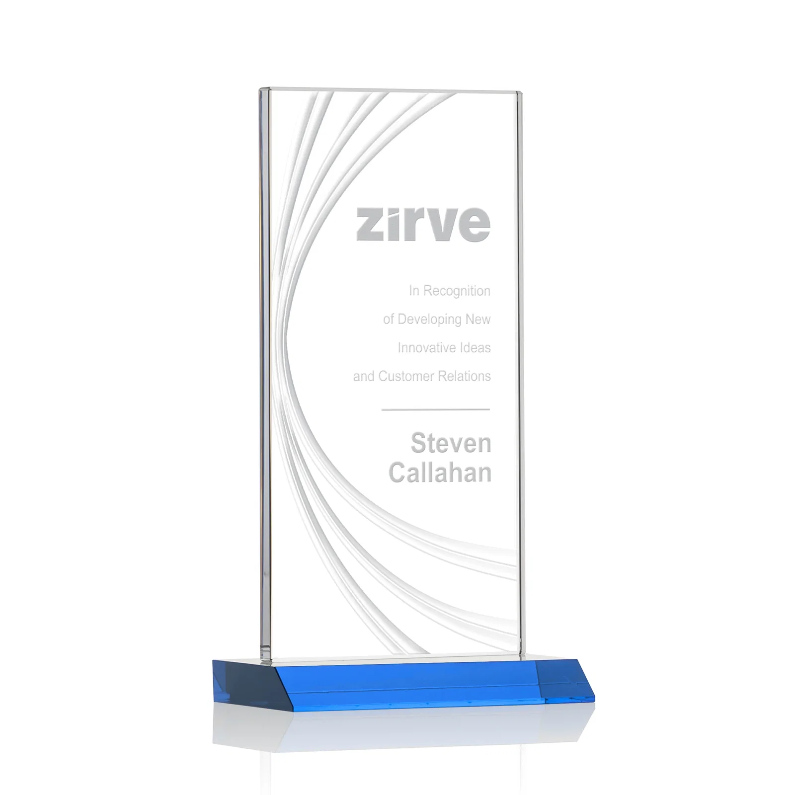 Personalized Starfire Crystal Panel Award With Liquid-Crystal Accent Lines, awards for dealer and partner awards