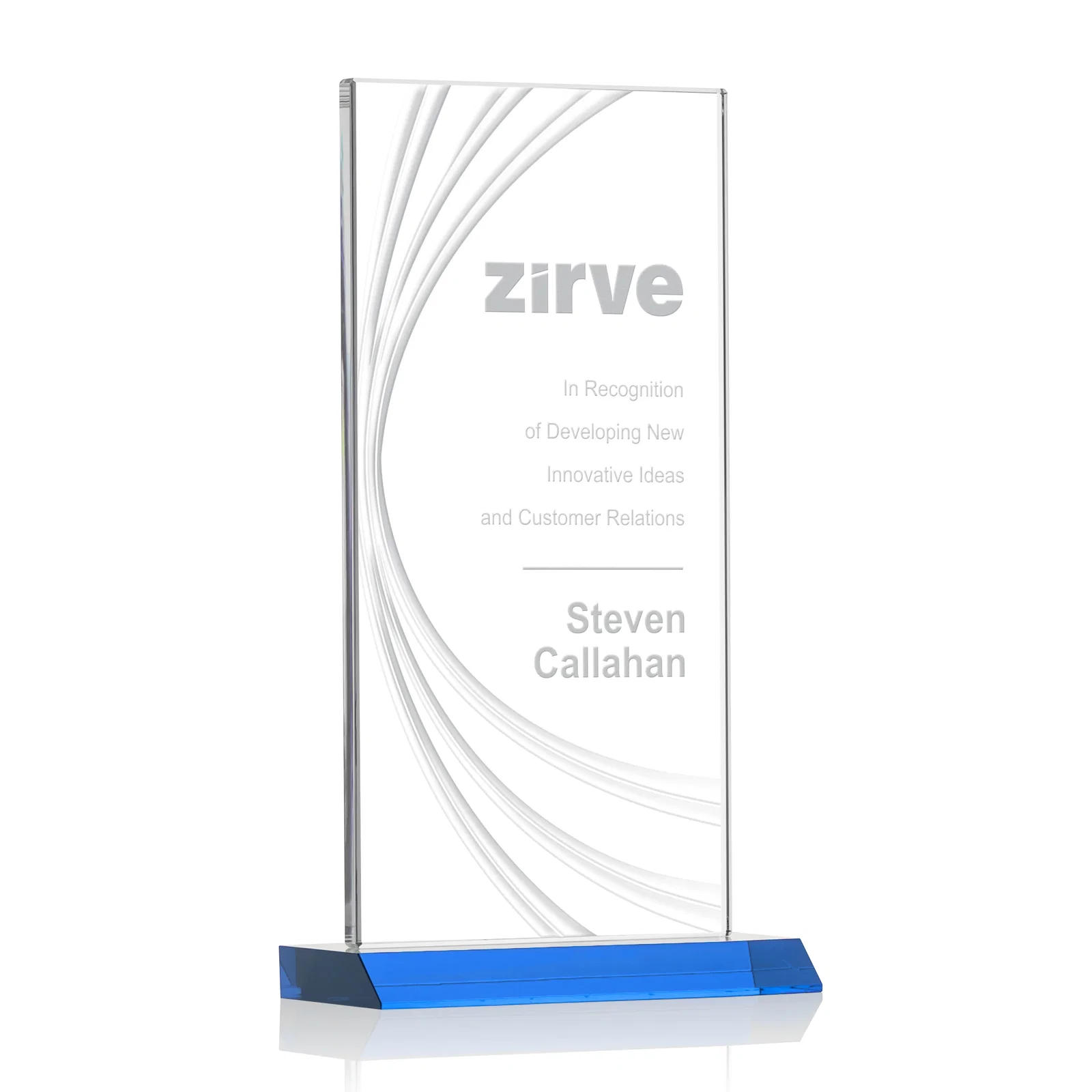 Personalized Starfire Crystal Panel Award With Liquid-Crystal Accent Lines, awards for company anniversary events