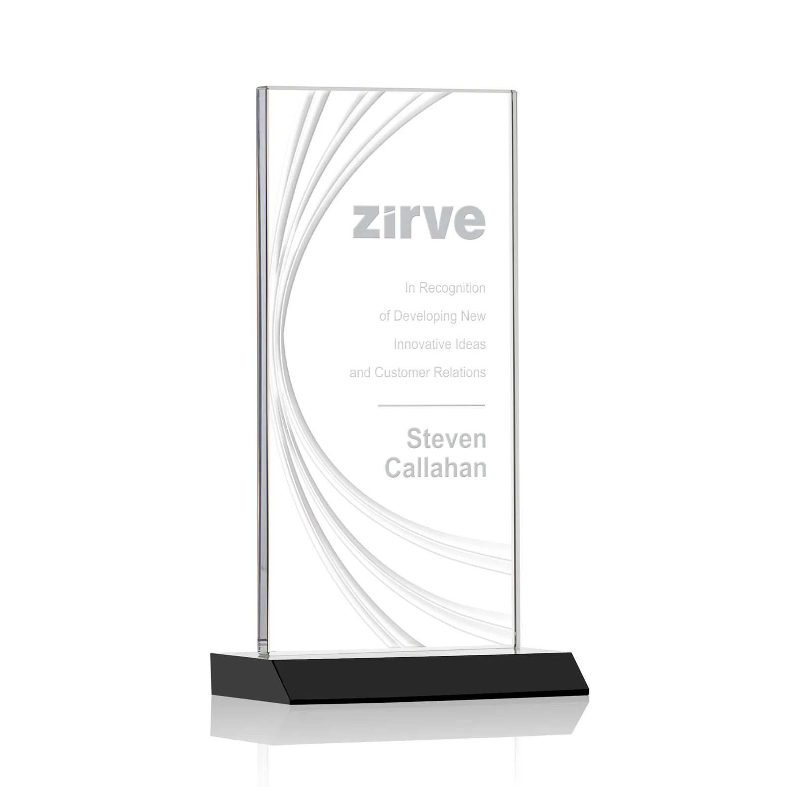 Custom Starfire Crystal Panel Award With Liquid-Crystal Accent Lines, awards for service anniversary gifts