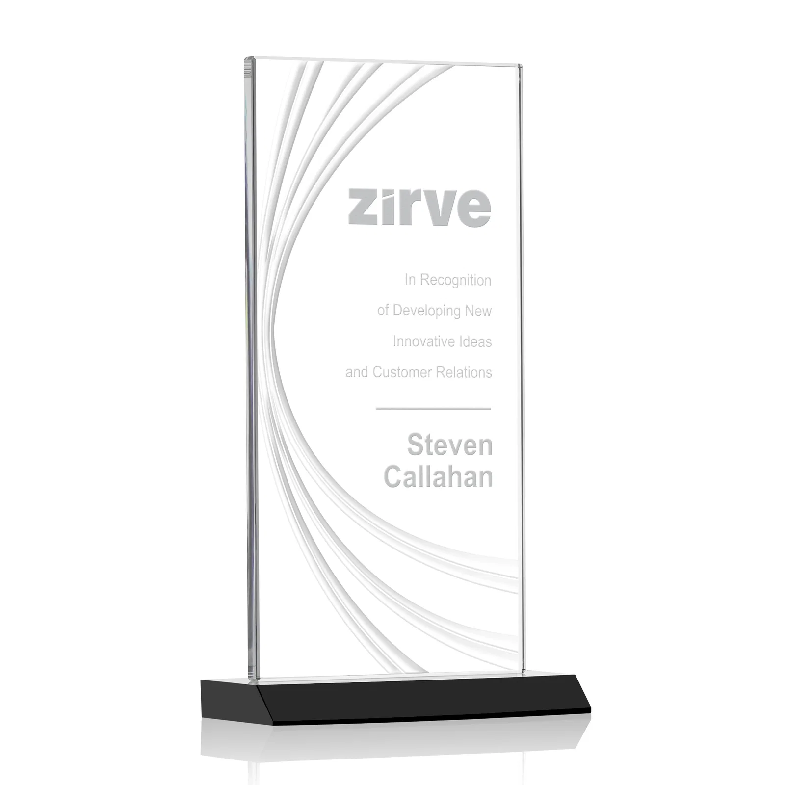 Custom Starfire Crystal Panel Award With Liquid-Crystal Accent Lines, awards for sales achievement awards