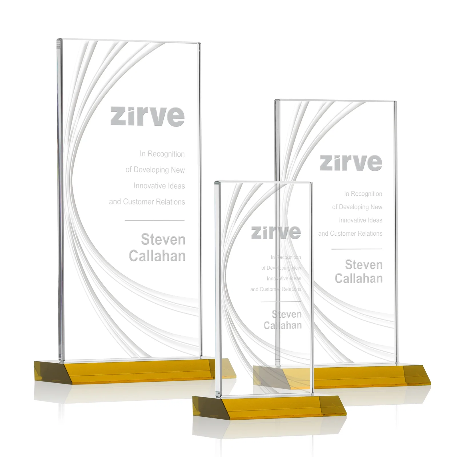Custom Starfire Crystal Panel Award With Liquid-Crystal Accent Lines, awards for retirement presentations