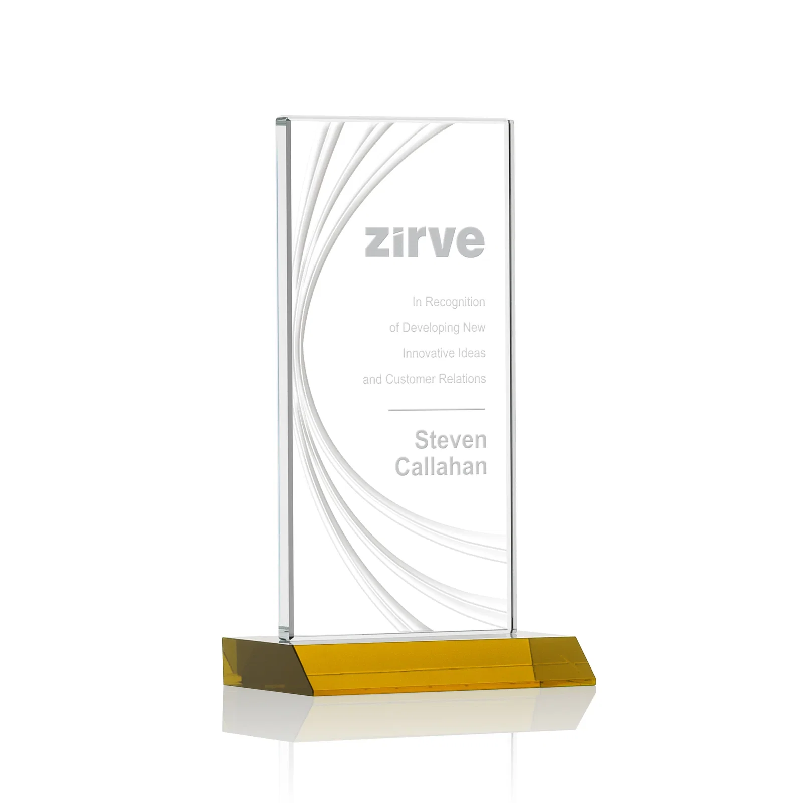Custom Starfire Crystal Panel Award With Liquid-Crystal Accent Lines, awards for team milestone celebrations