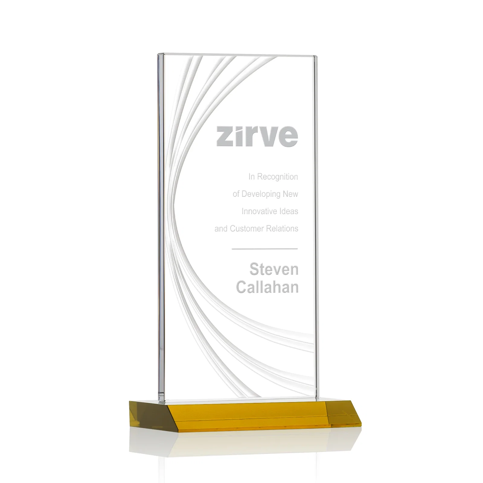 Custom Starfire Crystal Panel Award With Liquid-Crystal Accent Lines, awards for donor appreciation