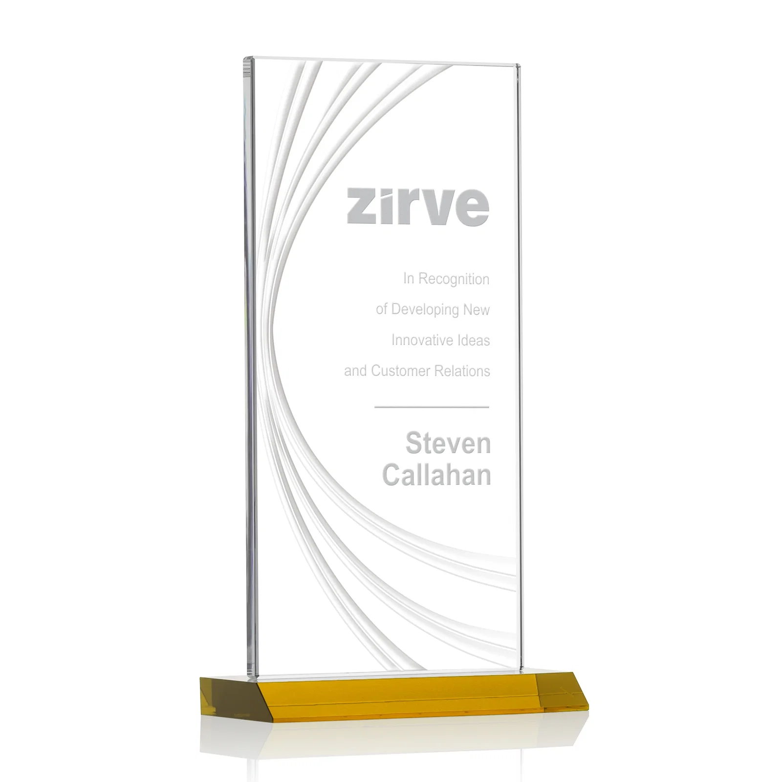 Custom Starfire Crystal Panel Award With Liquid-Crystal Accent Lines, awards for graduation ceremonies