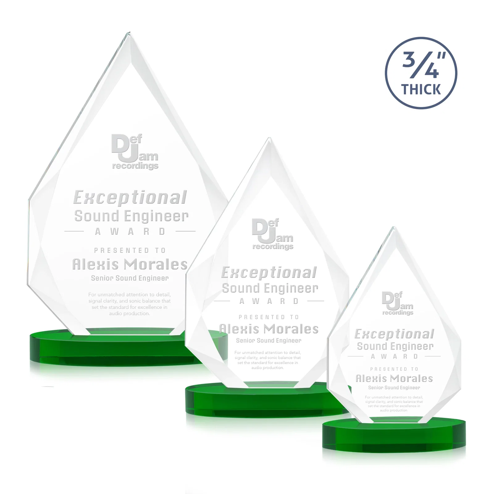 Personalized Starfire Crystal Award Tapering to a Faceted Peak, awards for employee recognition