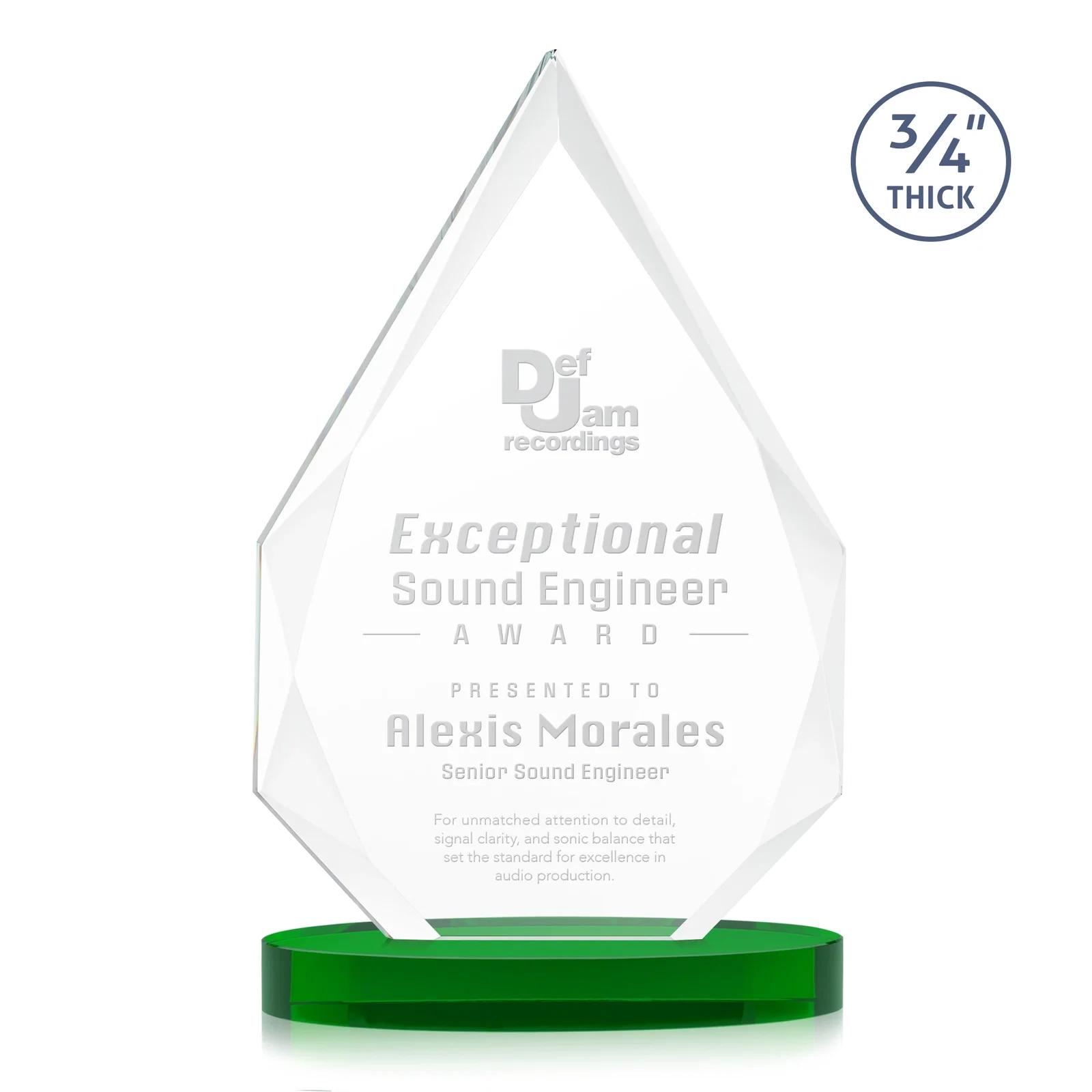 Personalized Starfire Crystal Award Tapering to a Faceted Peak, awards for sales achievement awards