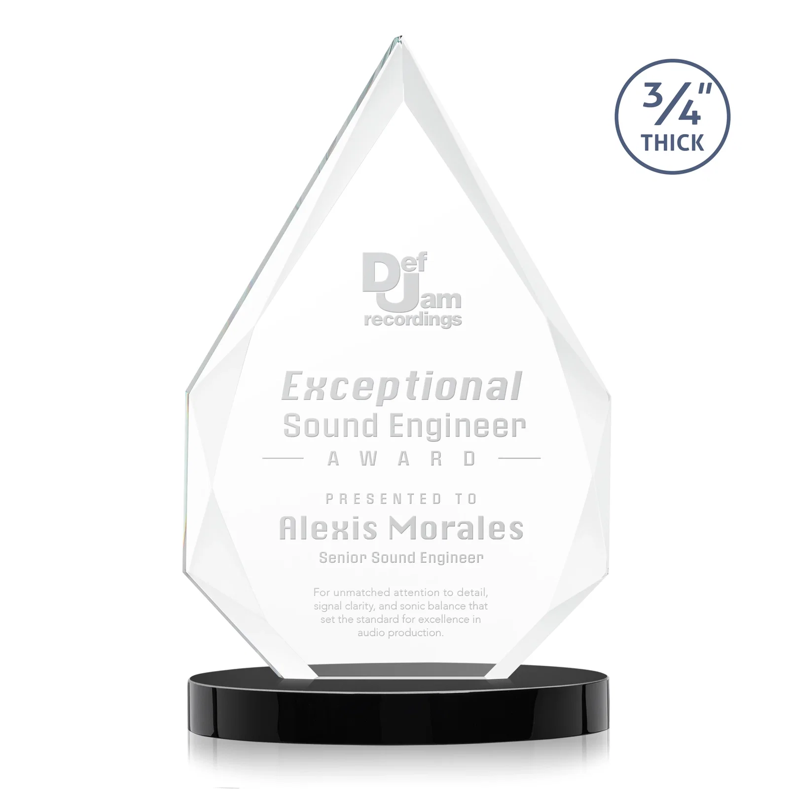 Personalized Starfire Crystal Award Tapering to a Faceted Peak, awards for graduation ceremonies