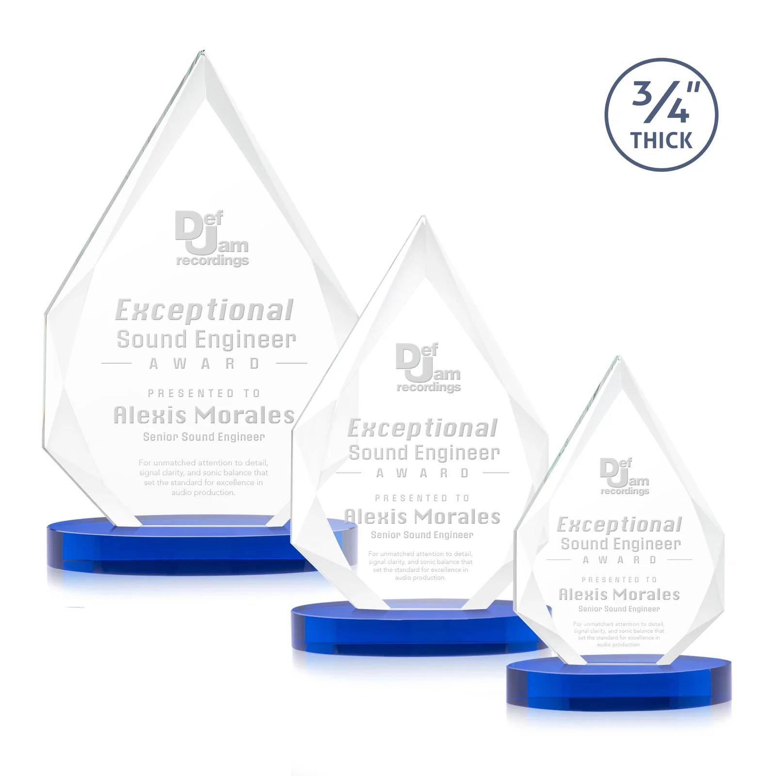 Personalized Starfire Crystal Award Tapering to a Faceted Peak, awards for safety achievement programs
