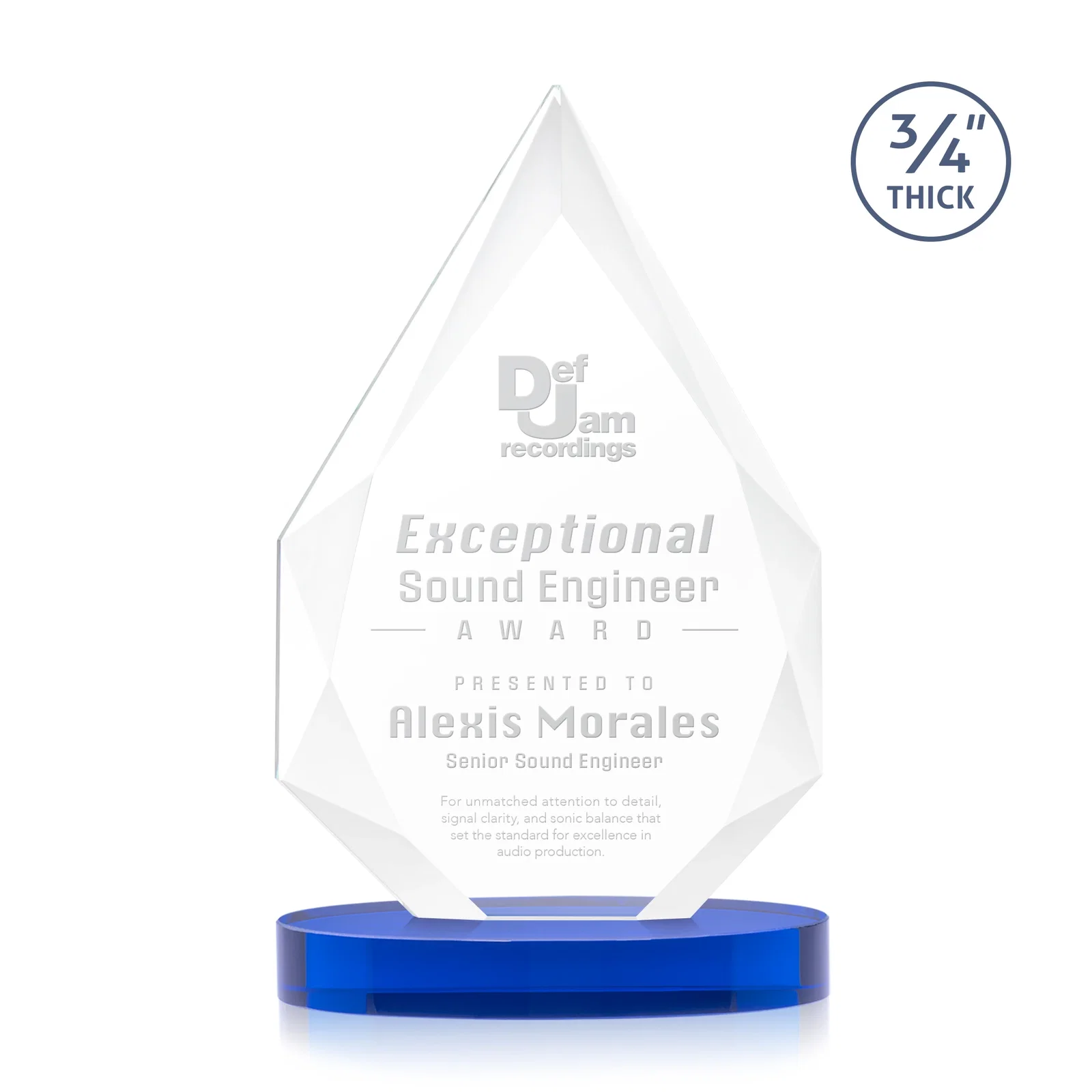 Personalized Starfire Crystal Award Tapering to a Faceted Peak, awards for dealer and partner awards