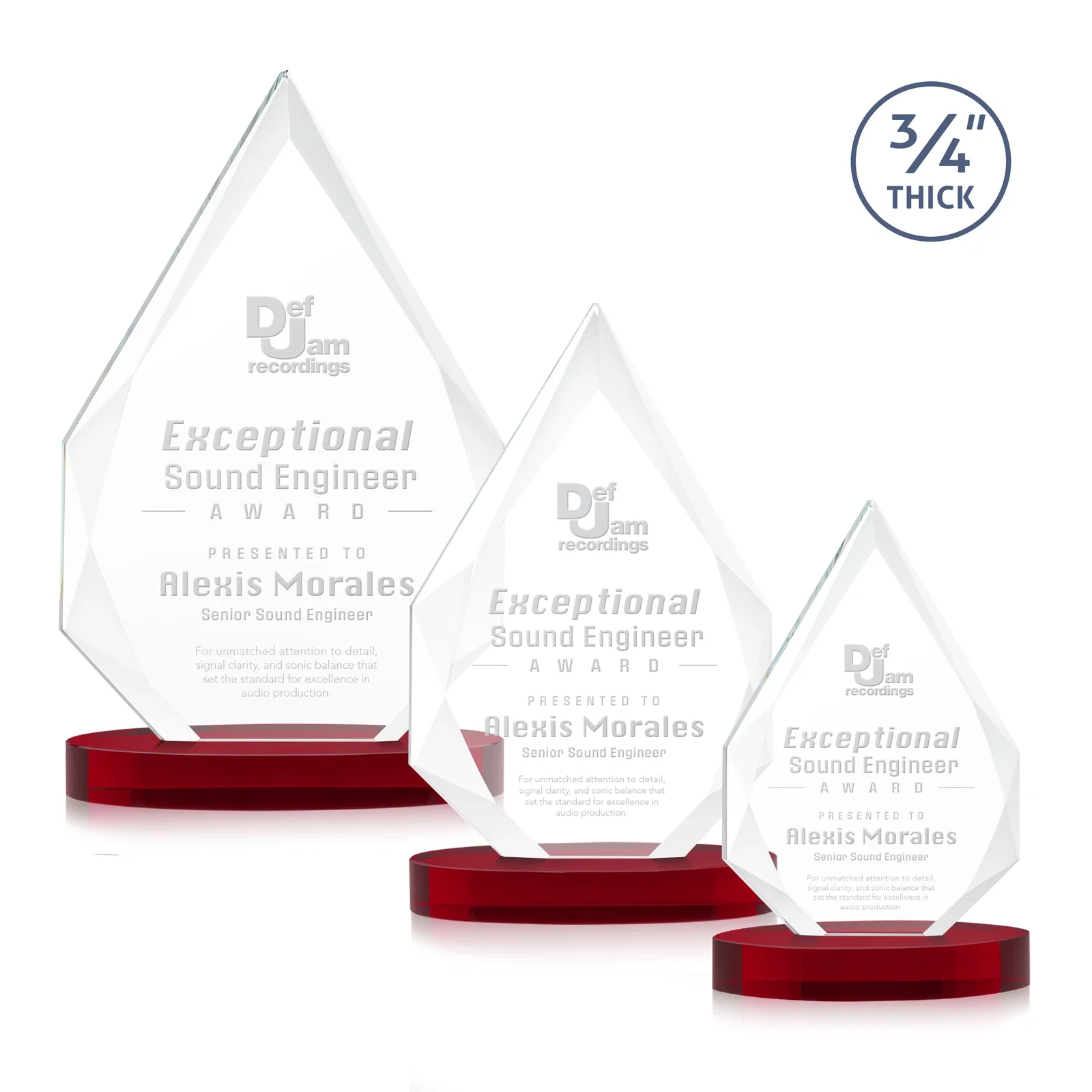 Promotional Starfire Crystal Award Tapering to a Faceted Peak, awards for employee recognition