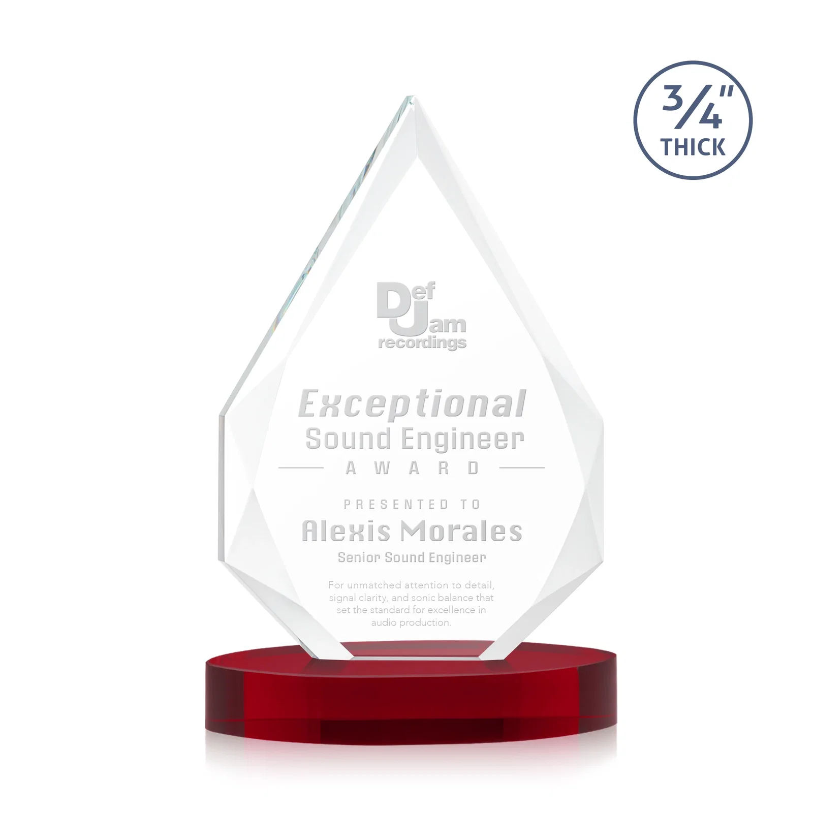 Promotional Starfire Crystal Award Tapering to a Faceted Peak, awards for corporate award ceremonies