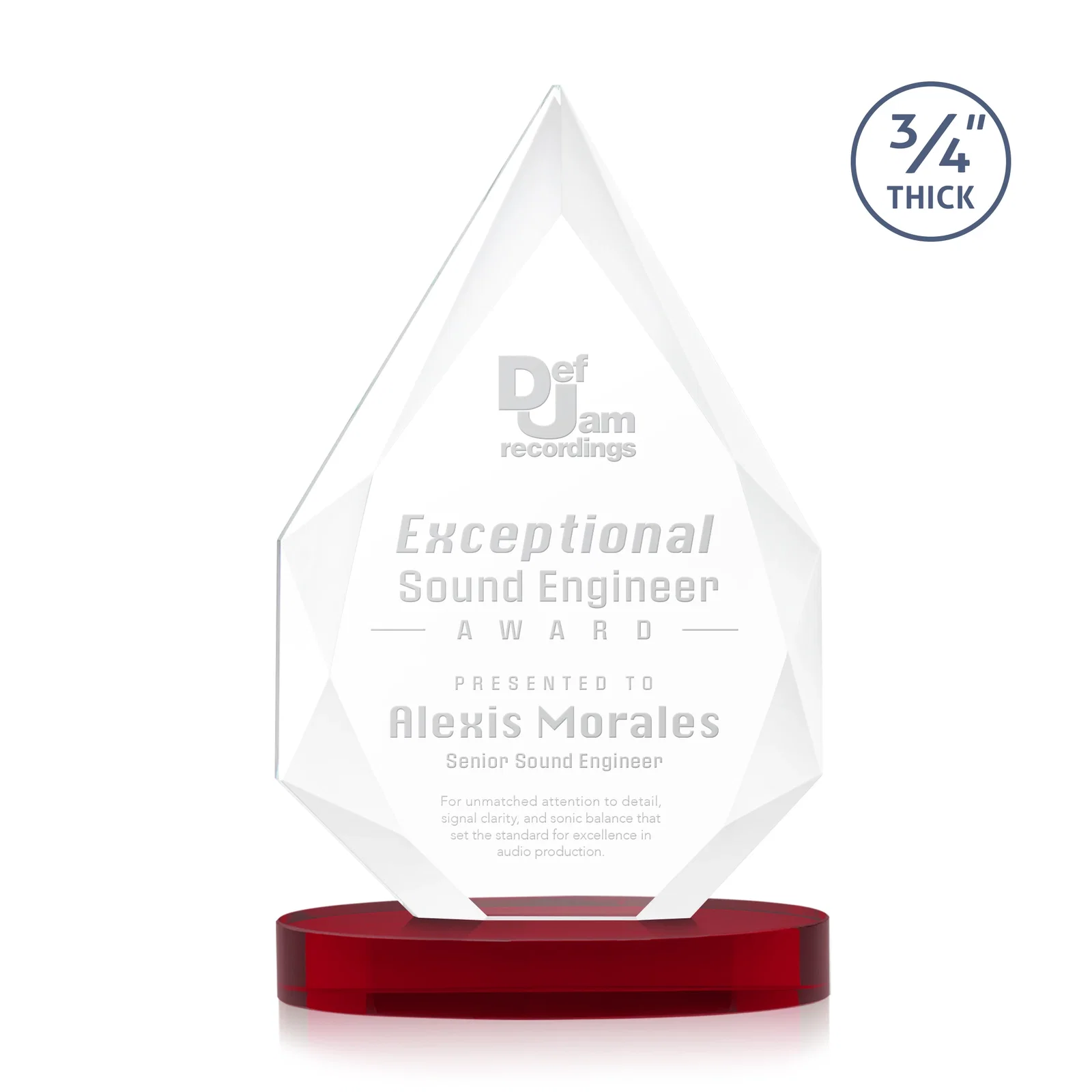 Promotional Starfire Crystal Award Tapering to a Faceted Peak, awards for service anniversary gifts