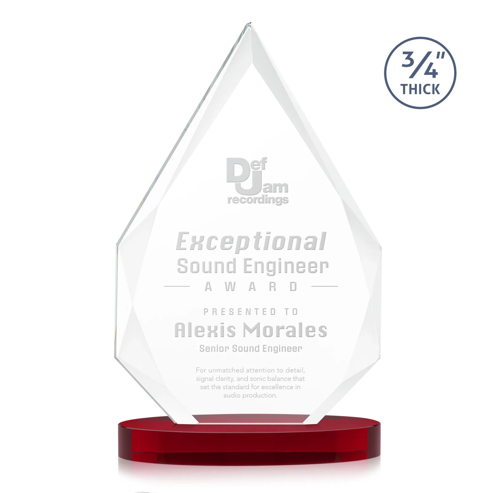 Promotional Starfire Crystal Award Tapering to a Faceted Peak, awards for sales achievement awards