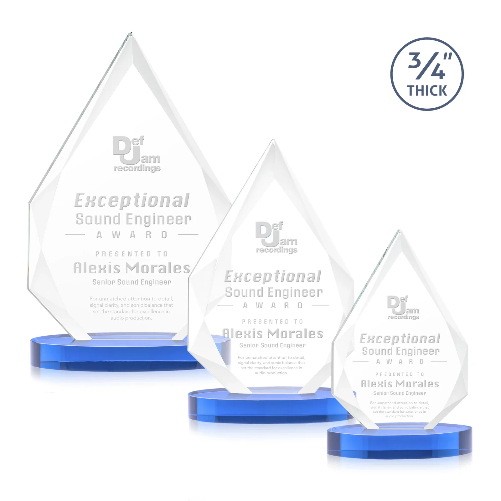Promotional Starfire Crystal Award Tapering to a Faceted Peak, awards for retirement presentations