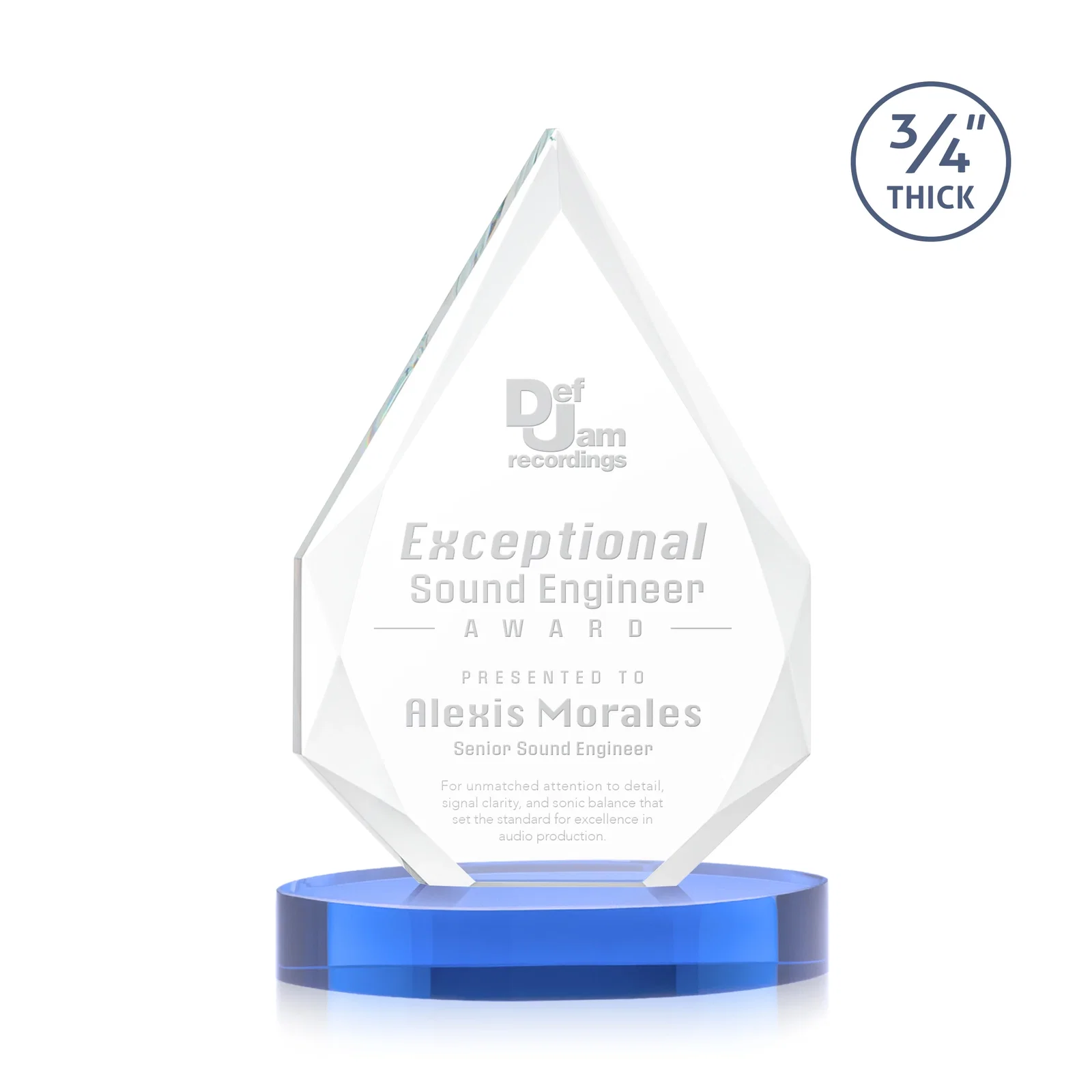 Promotional Starfire Crystal Award Tapering to a Faceted Peak, awards for team milestone celebrations