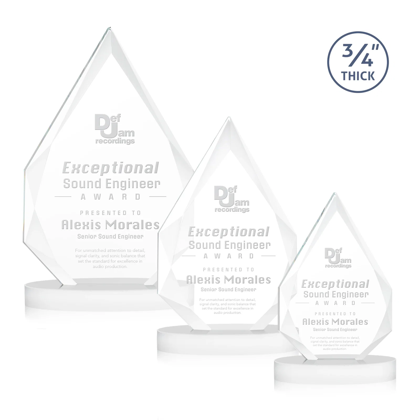 Promotional Starfire Crystal Award Tapering to a Faceted Peak, awards for safety achievement programs
