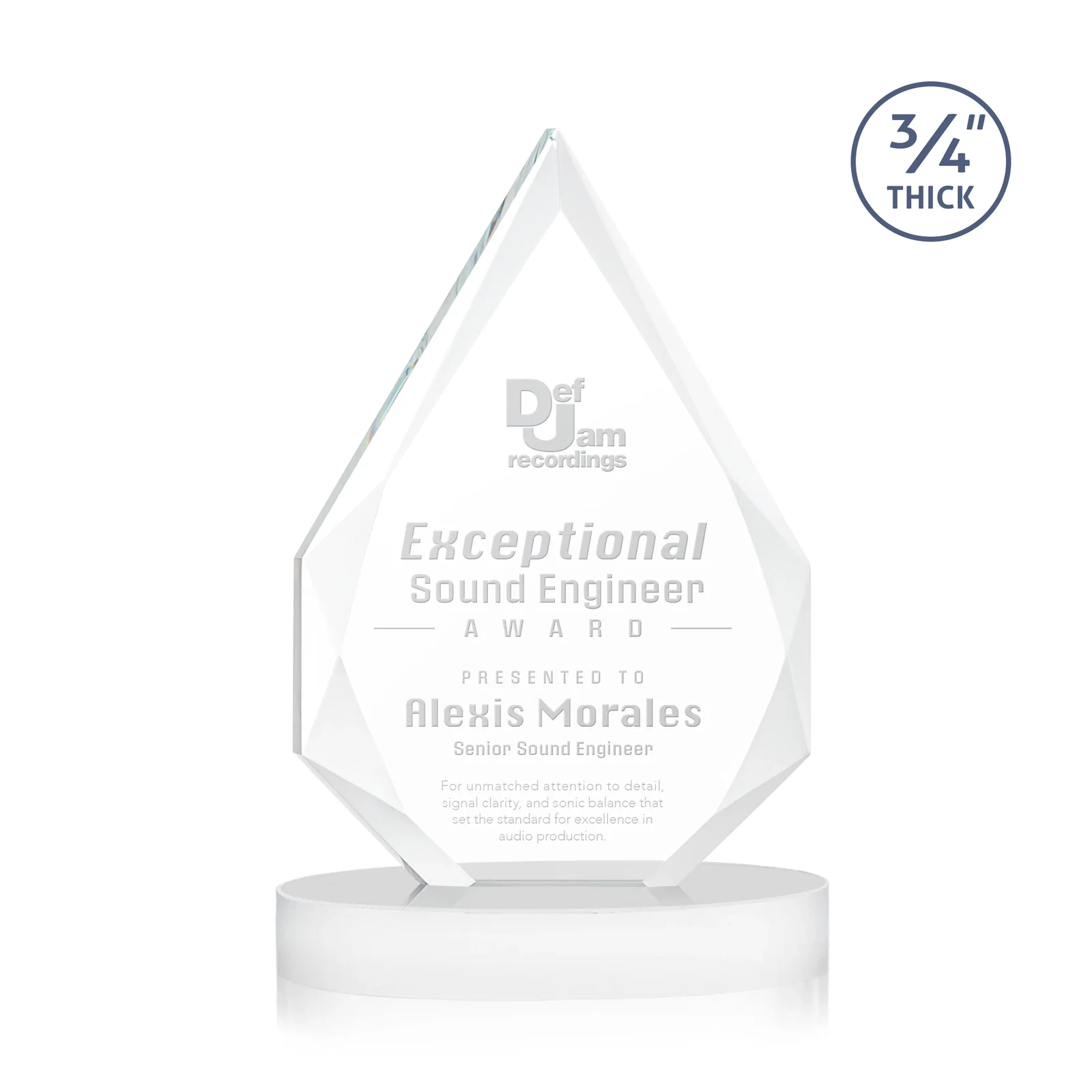 Promotional Starfire Crystal Award Tapering to a Faceted Peak, awards for volunteer appreciation
