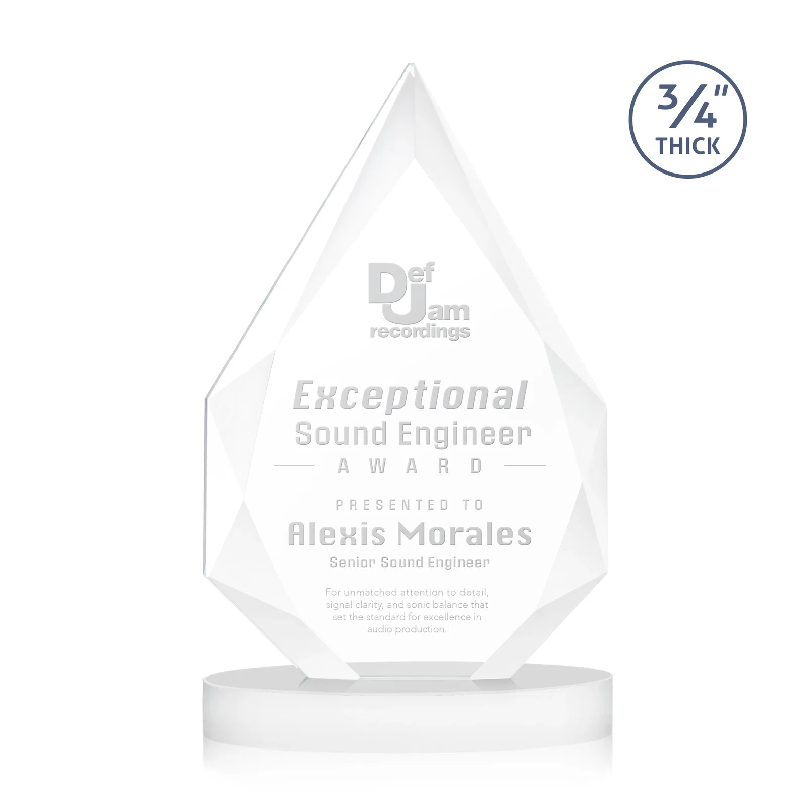 Promotional Starfire Crystal Award Tapering to a Faceted Peak, awards for dealer and partner awards