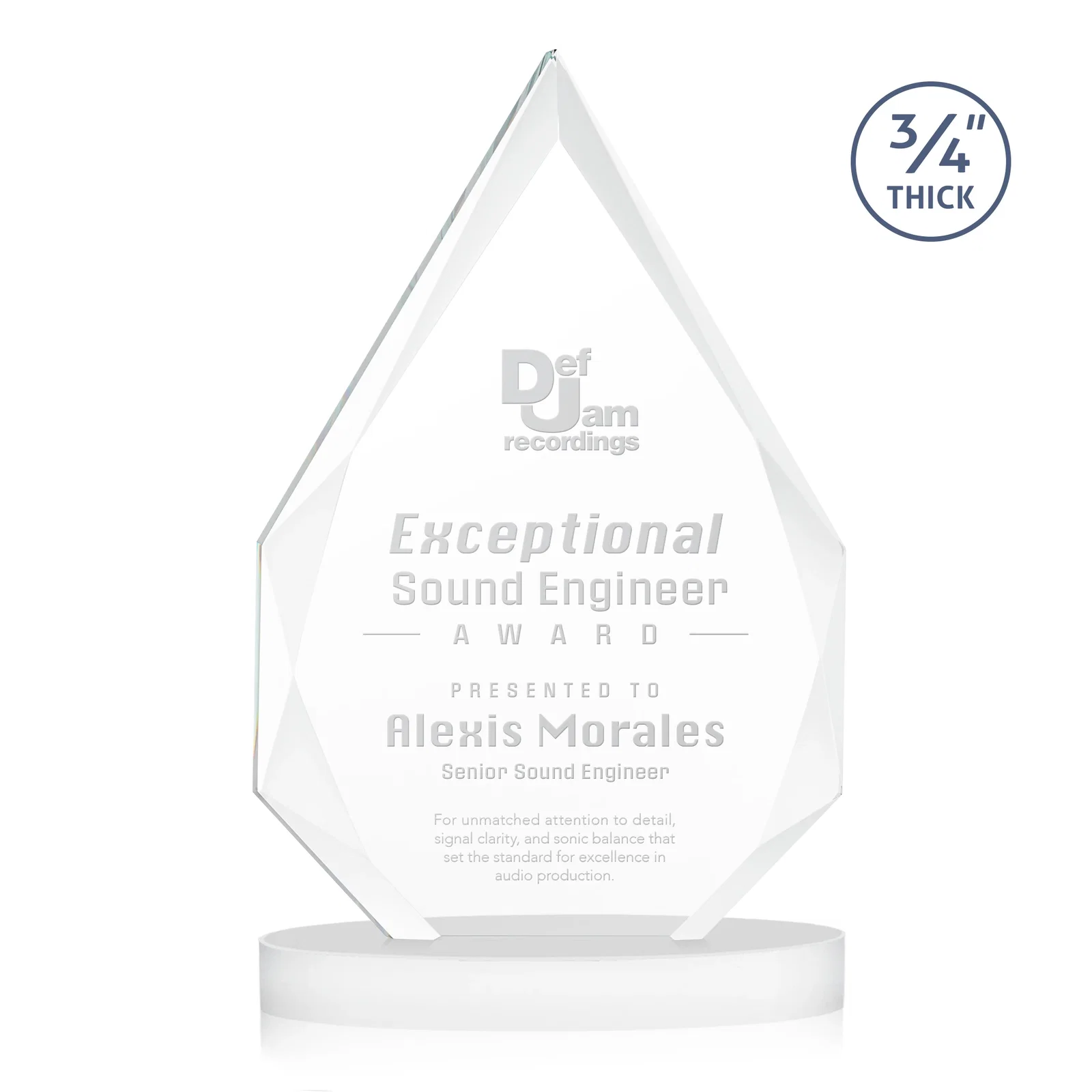 Promotional Starfire Crystal Award Tapering to a Faceted Peak, awards for company anniversary events