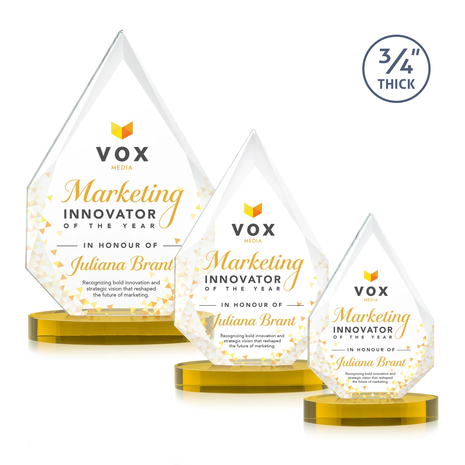 Branded Starfire Crystal Award Tapering to a Faceted Peak, awards for safety achievement programs