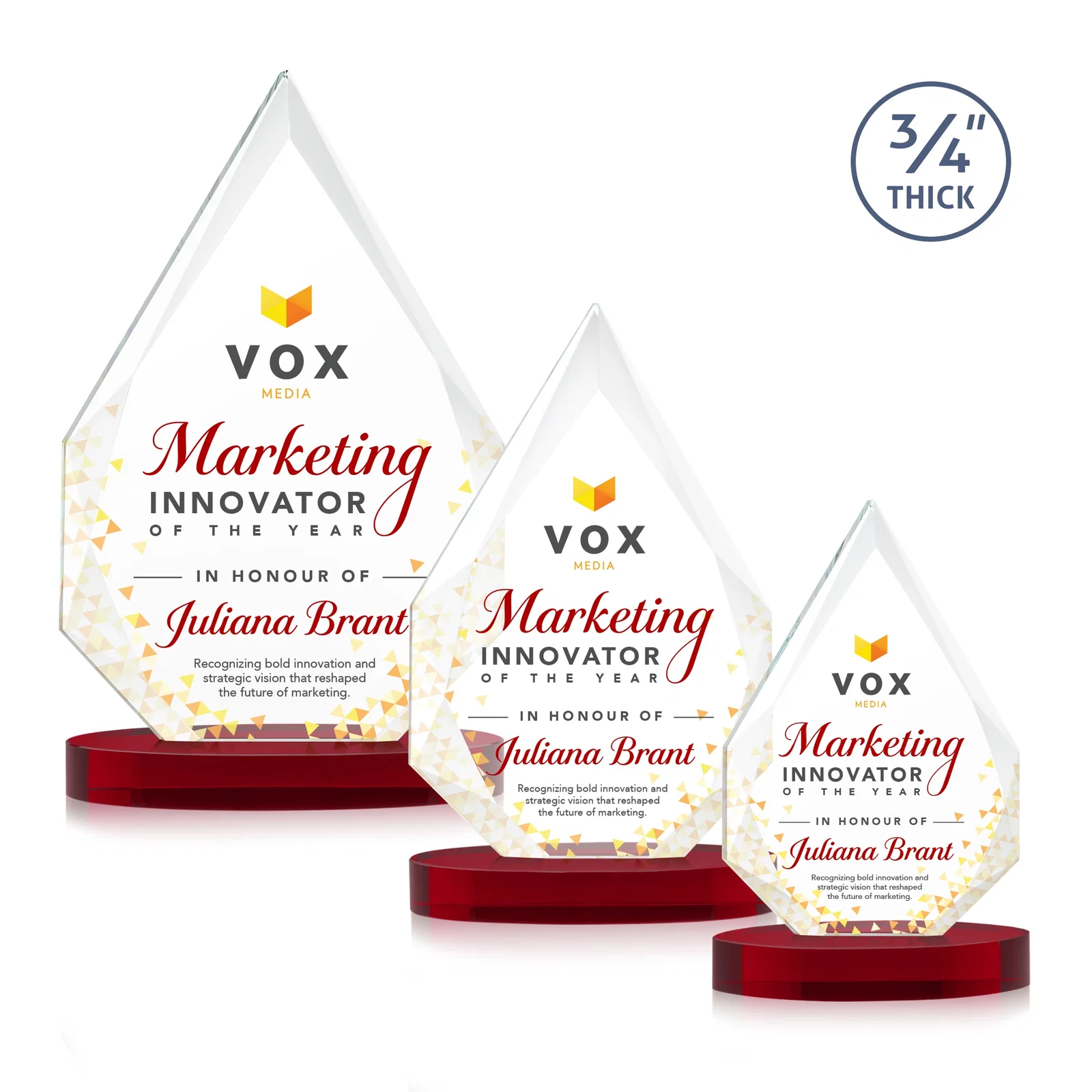Customized Starfire Crystal Award Tapering to a Faceted Peak, awards for employee recognition
