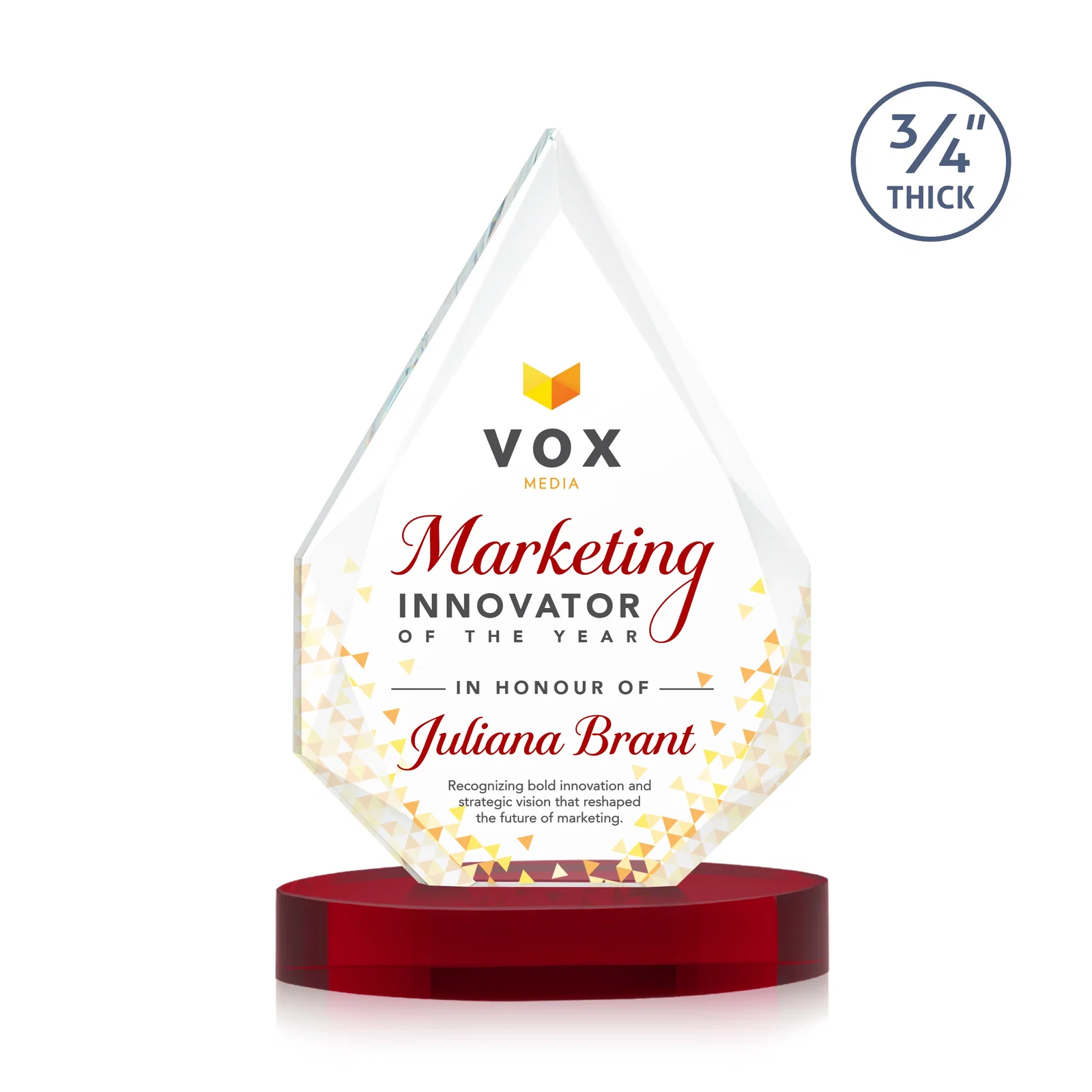 Customized Starfire Crystal Award Tapering to a Faceted Peak, awards for corporate award ceremonies