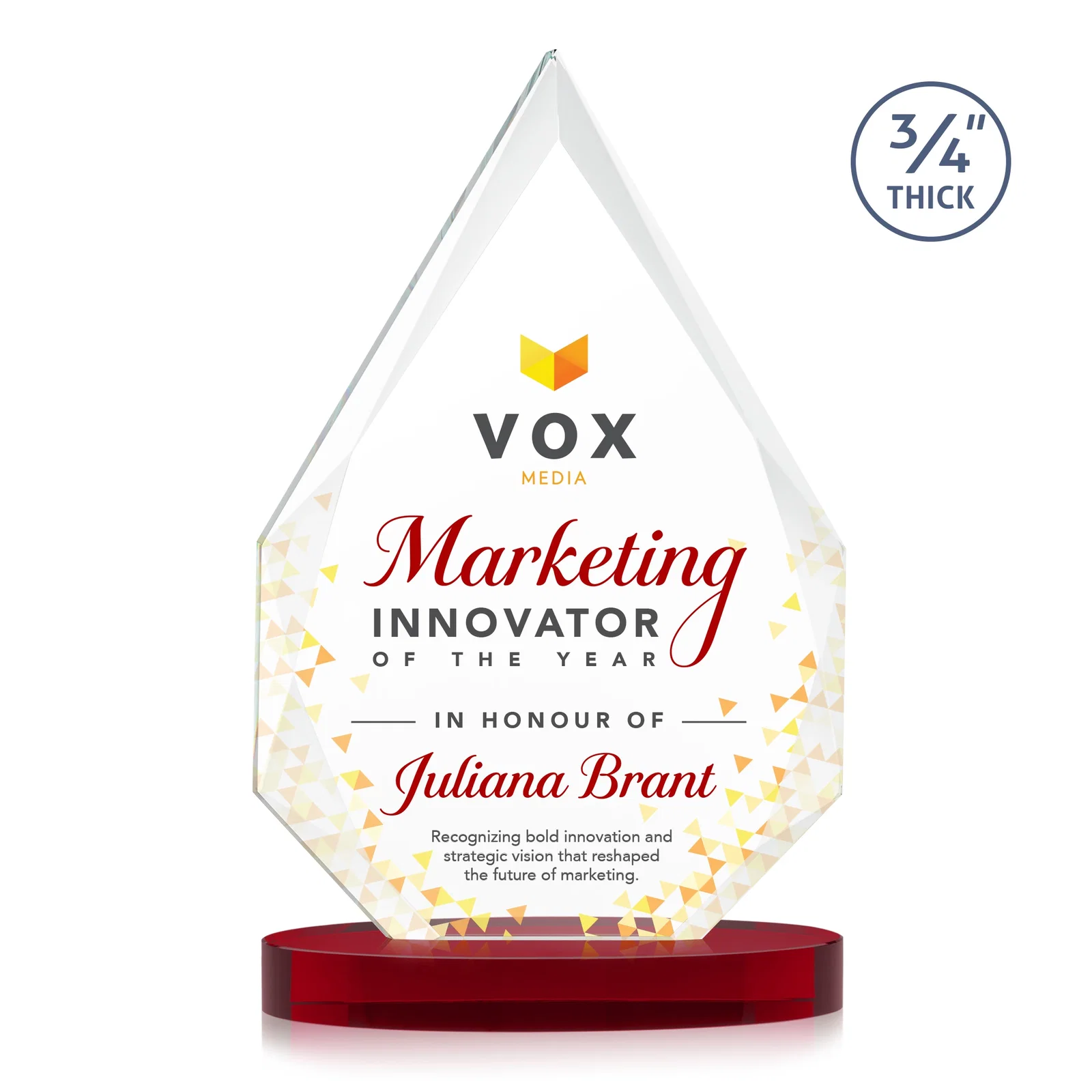 Customized Starfire Crystal Award Tapering to a Faceted Peak, awards for sales achievement awards