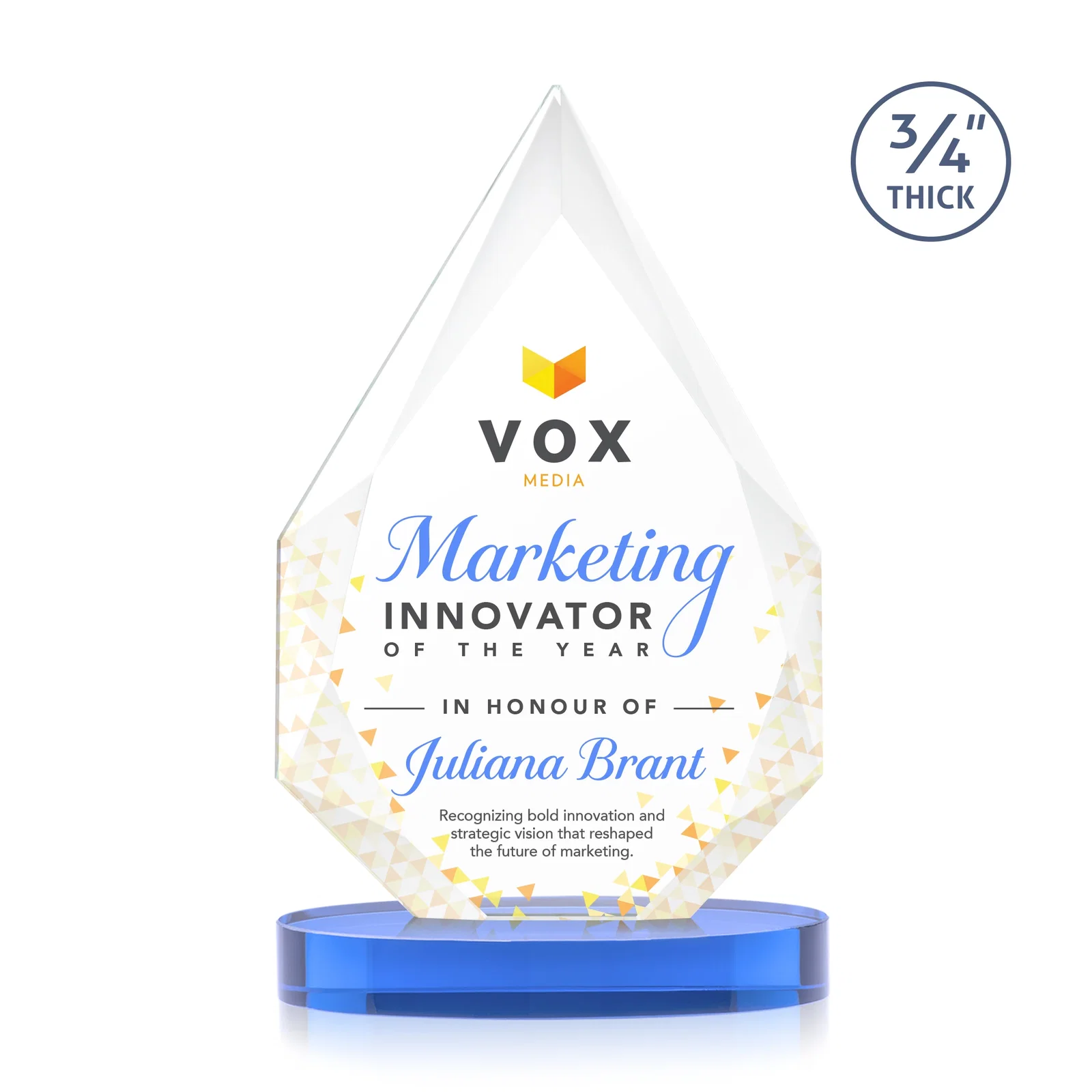 Customized Starfire Crystal Award Tapering to a Faceted Peak, awards for donor appreciation