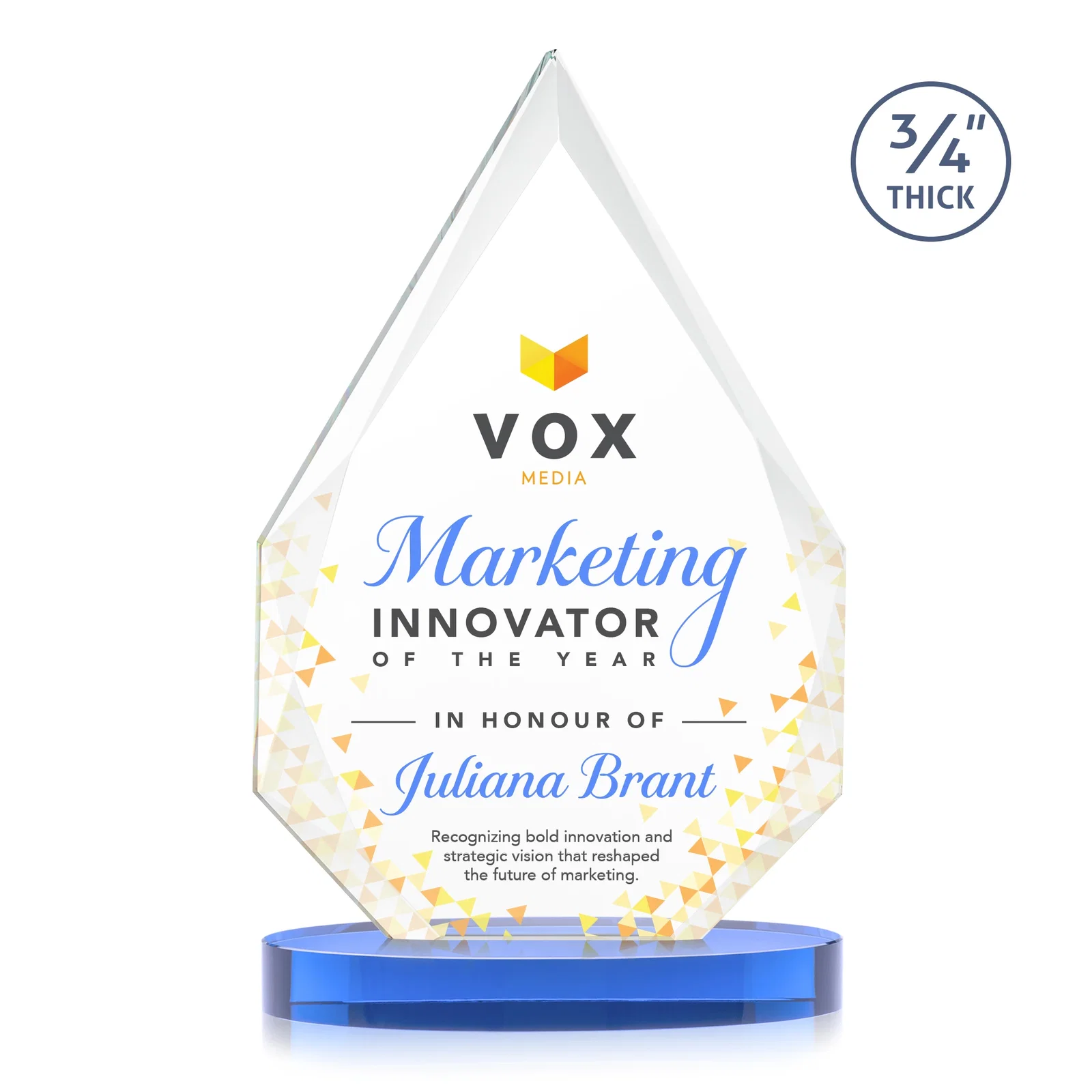Customized Starfire Crystal Award Tapering to a Faceted Peak, awards for graduation ceremonies