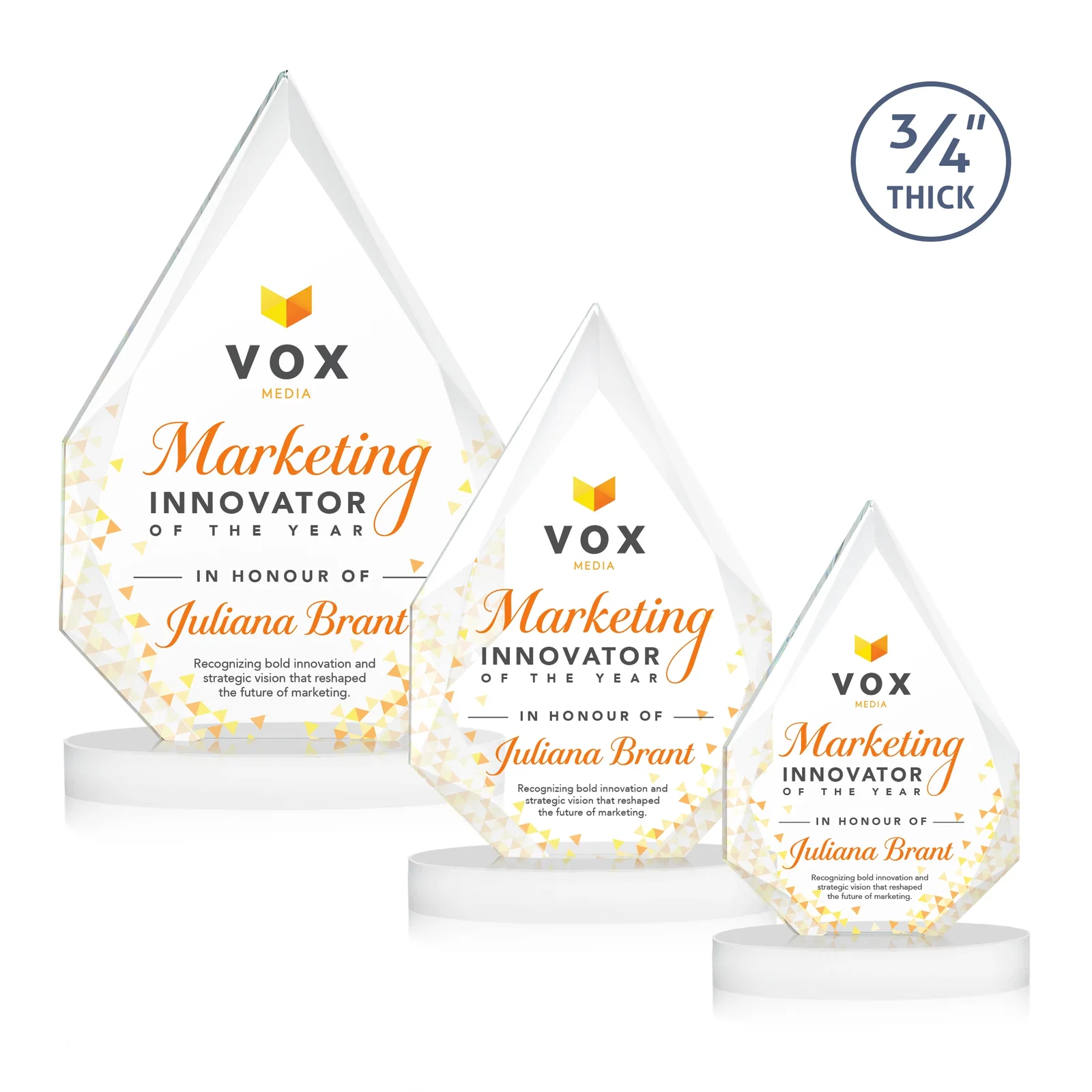 Customized Starfire Crystal Award Tapering to a Faceted Peak, awards for safety achievement programs