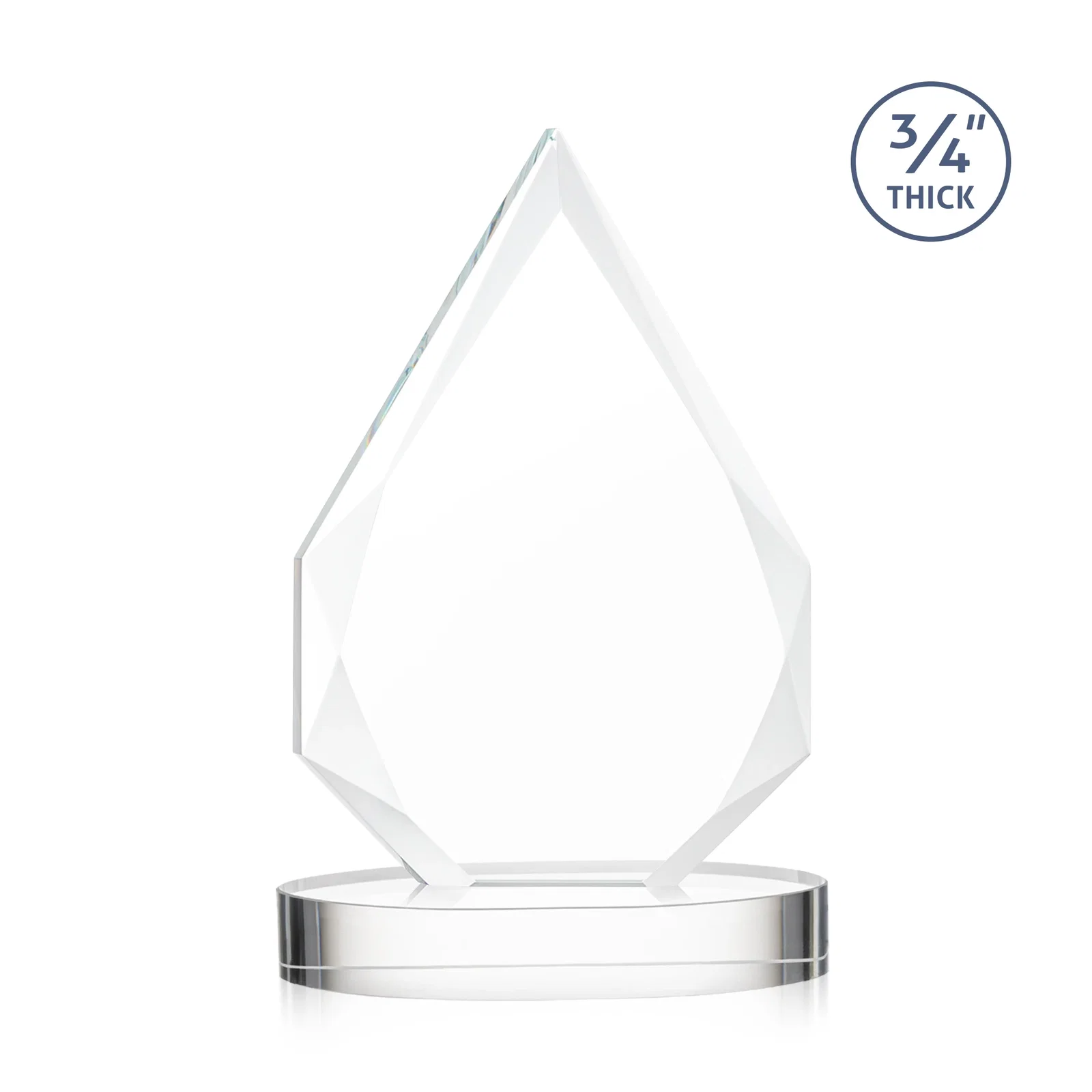 Custom engraved Starfire Crystal Award Tapering to a Faceted Peak, awards for employee recognition