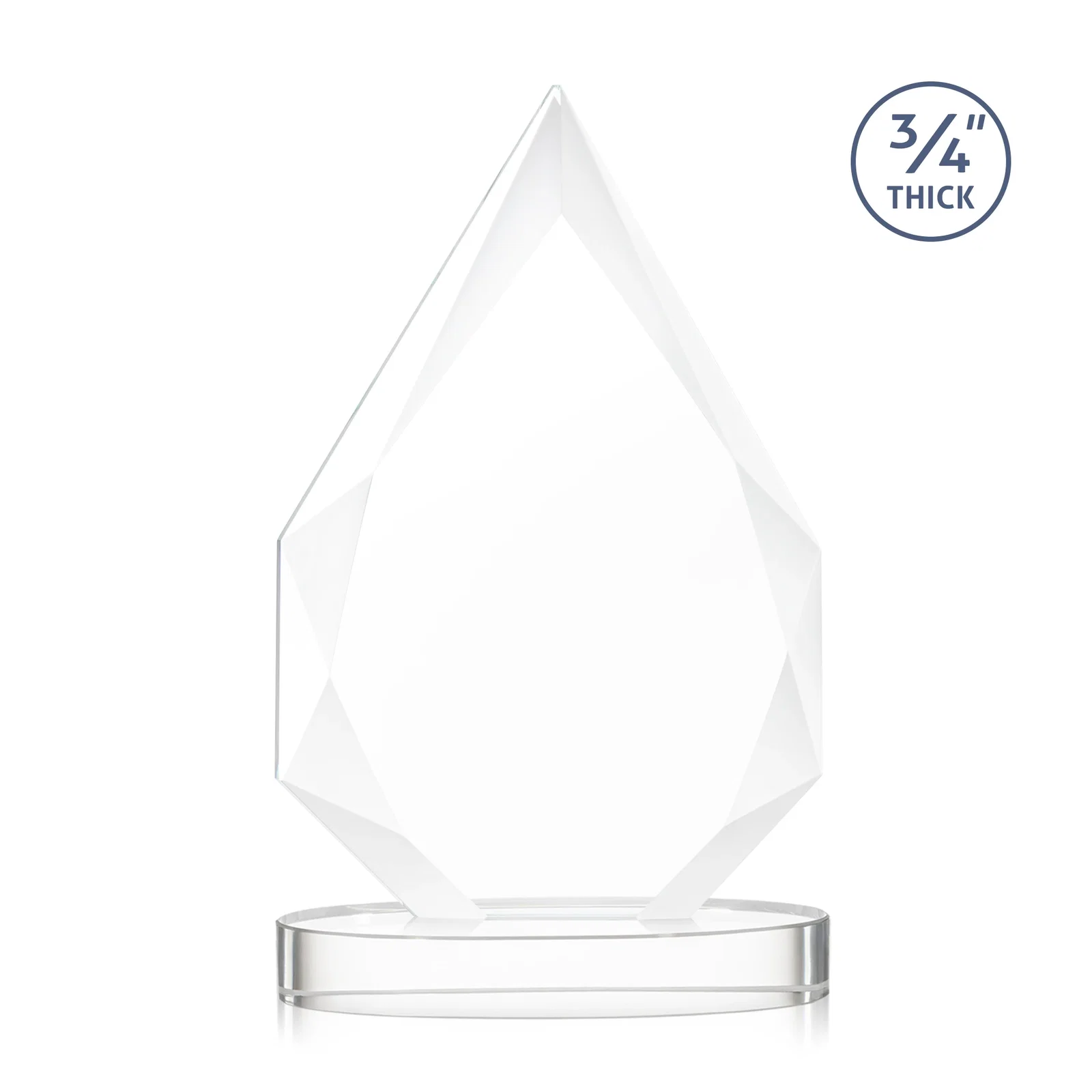 Custom engraved Starfire Crystal Award Tapering to a Faceted Peak, awards for corporate award ceremonies
