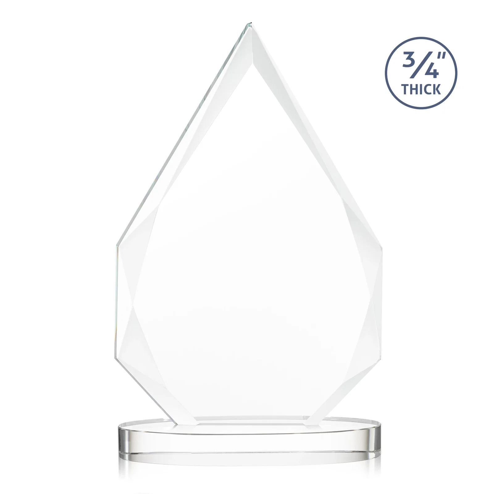 Custom engraved Starfire Crystal Award Tapering to a Faceted Peak, awards for service anniversary gifts