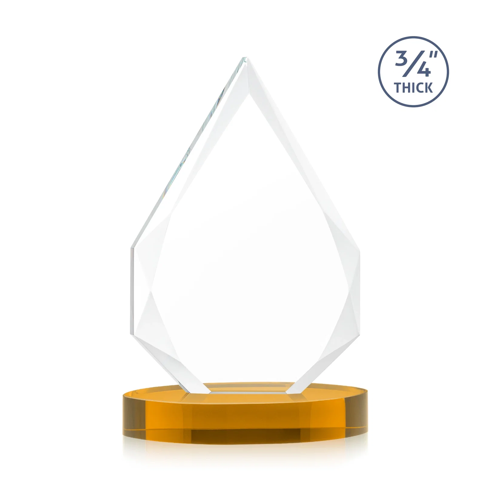 Custom engraved Starfire Crystal Award Tapering to a Faceted Peak, awards for sales achievement awards
