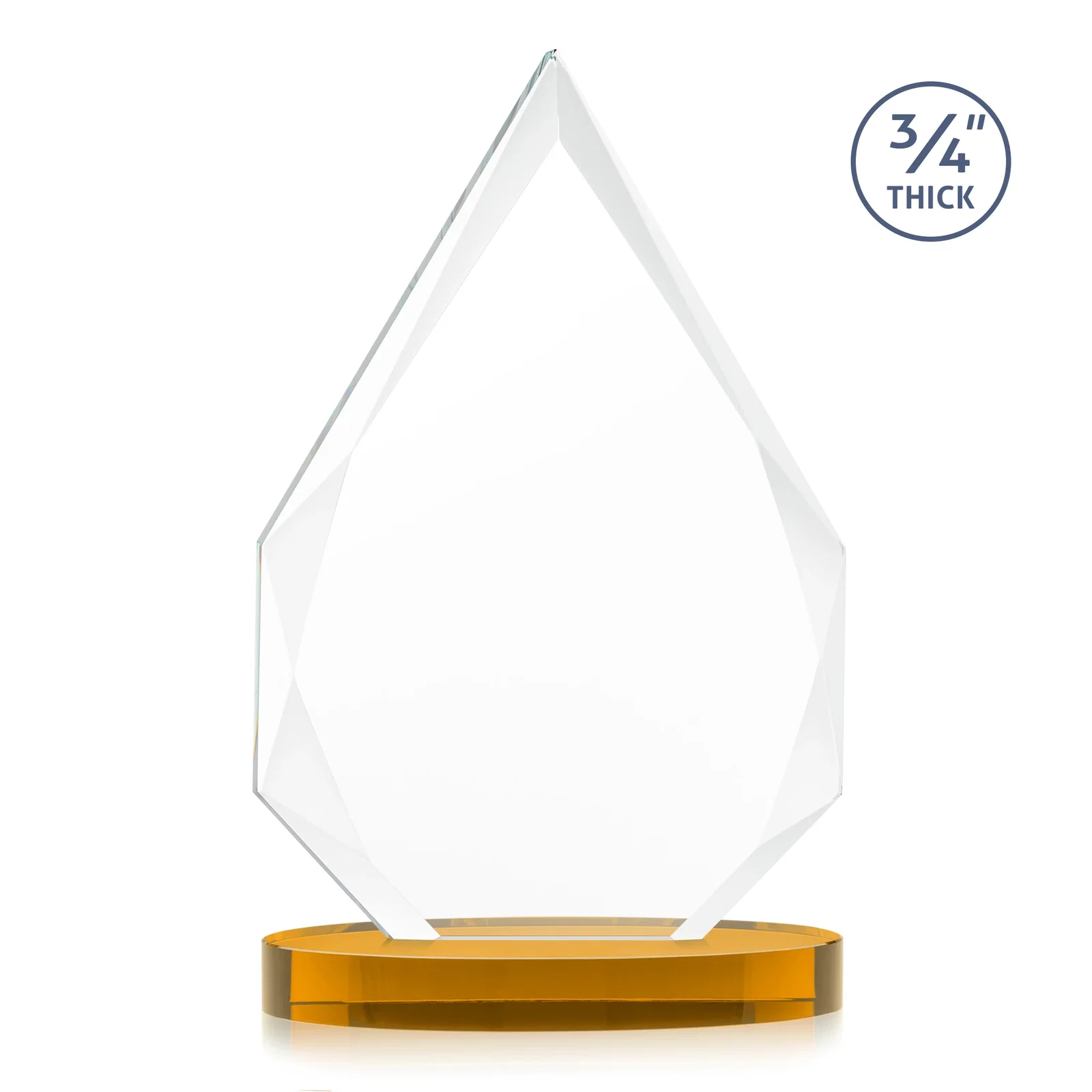 Custom engraved Starfire Crystal Award Tapering to a Faceted Peak, awards for team milestone celebrations