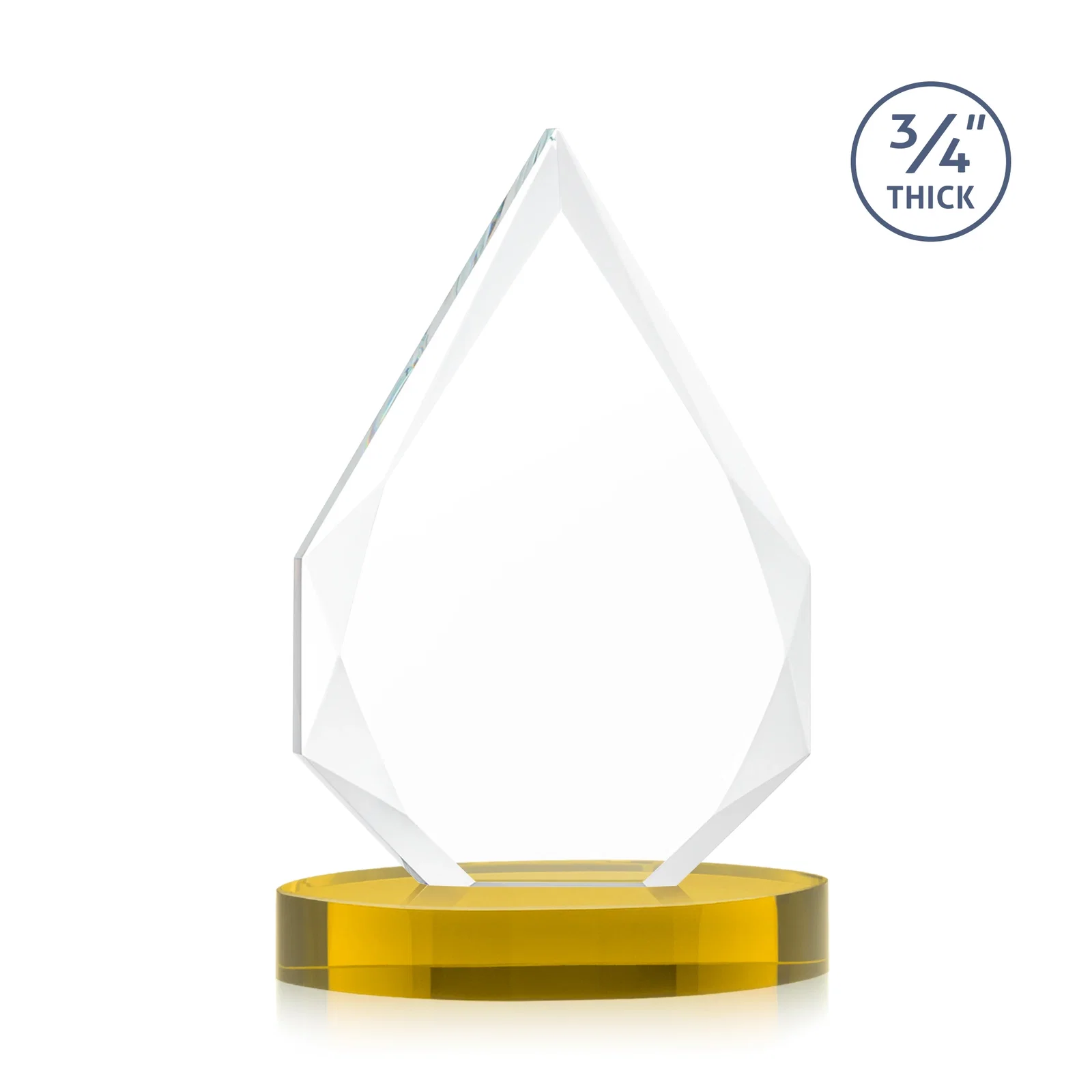 Custom engraved Starfire Crystal Award Tapering to a Faceted Peak, awards for donor appreciation