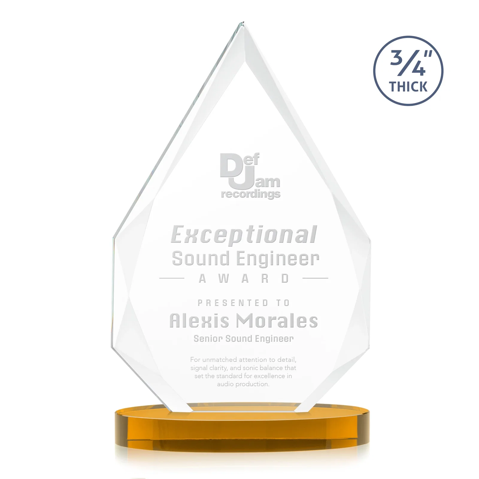 Custom Starfire Crystal Award Tapering to a Faceted Peak, awards for graduation ceremonies