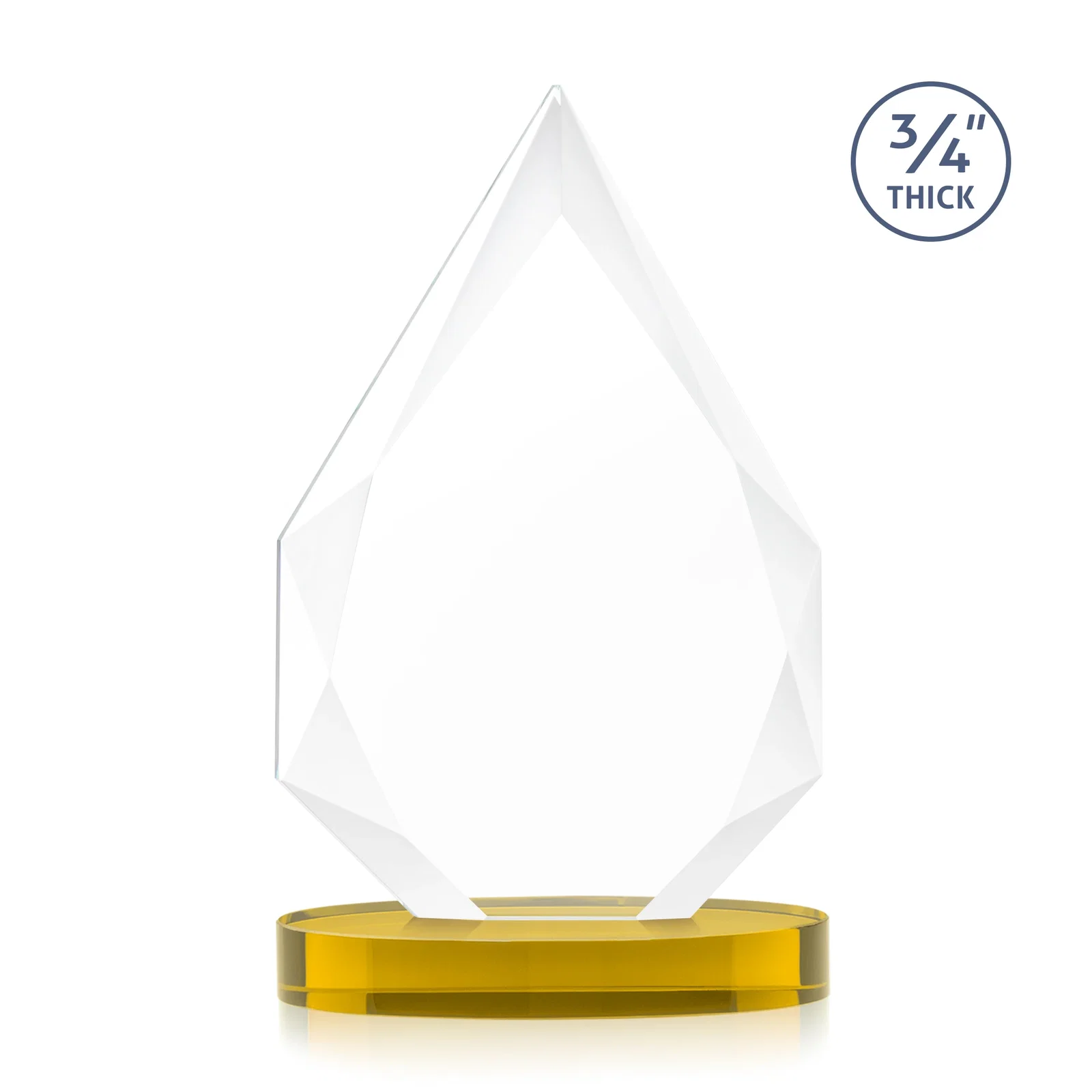 Custom engraved Starfire Crystal Award Tapering to a Faceted Peak, awards for graduation ceremonies