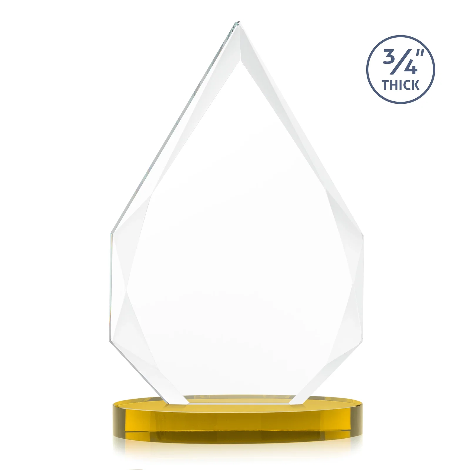 Custom engraved Starfire Crystal Award Tapering to a Faceted Peak, awards for safety achievement programs
