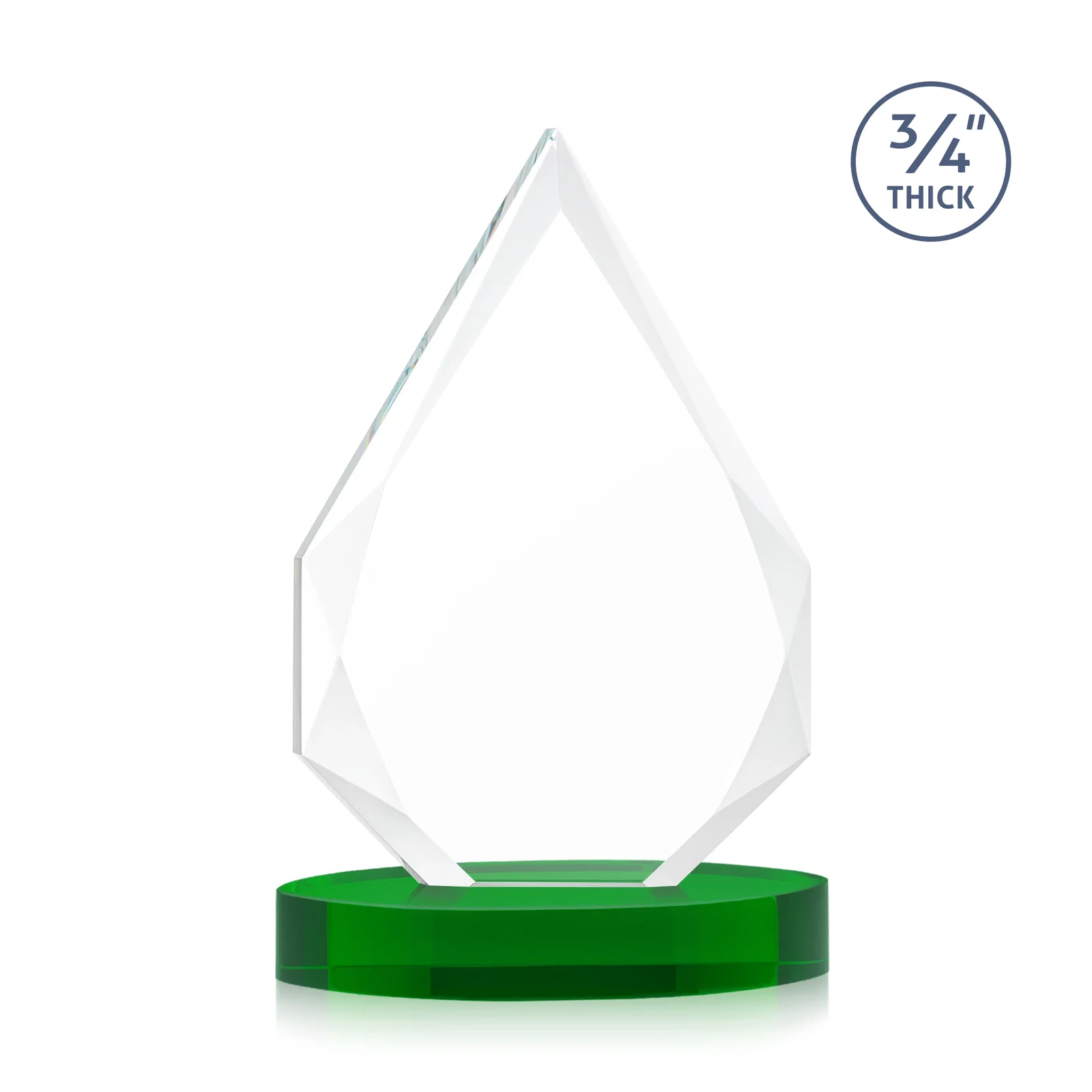 Custom engraved Starfire Crystal Award Tapering to a Faceted Peak, awards for volunteer appreciation