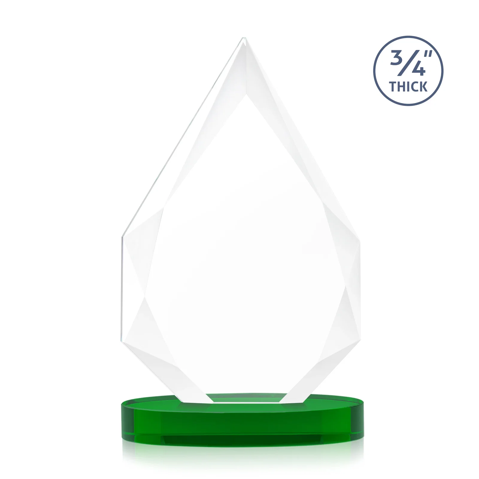Custom engraved Starfire Crystal Award Tapering to a Faceted Peak, awards for dealer and partner awards