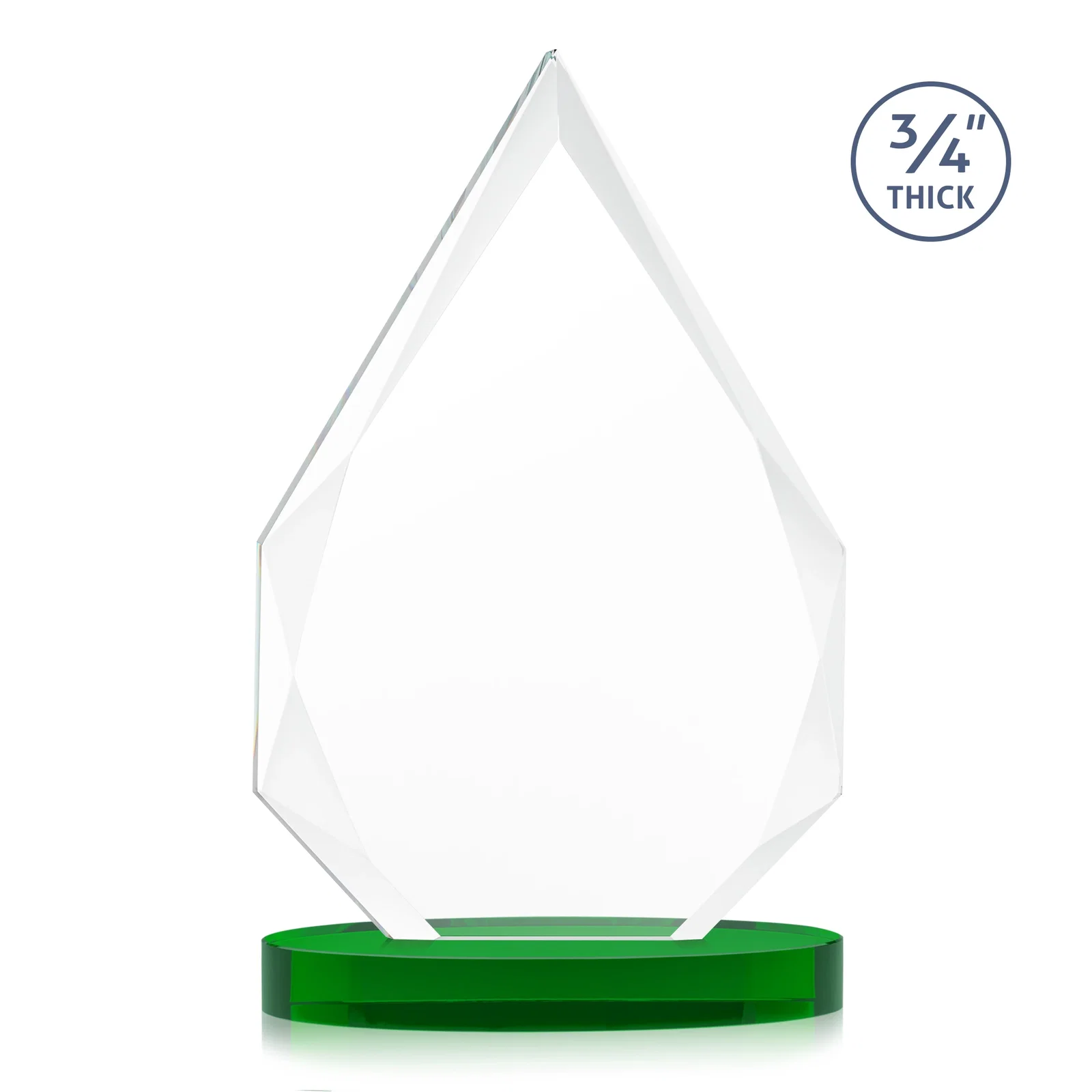 Custom engraved Starfire Crystal Award Tapering to a Faceted Peak, awards for company anniversary events