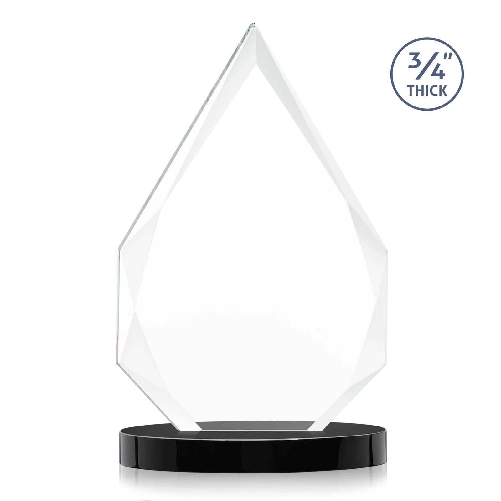 Custom Starfire Crystal Award Tapering to a Faceted Peak, awards, with your logo for service anniversary gifts