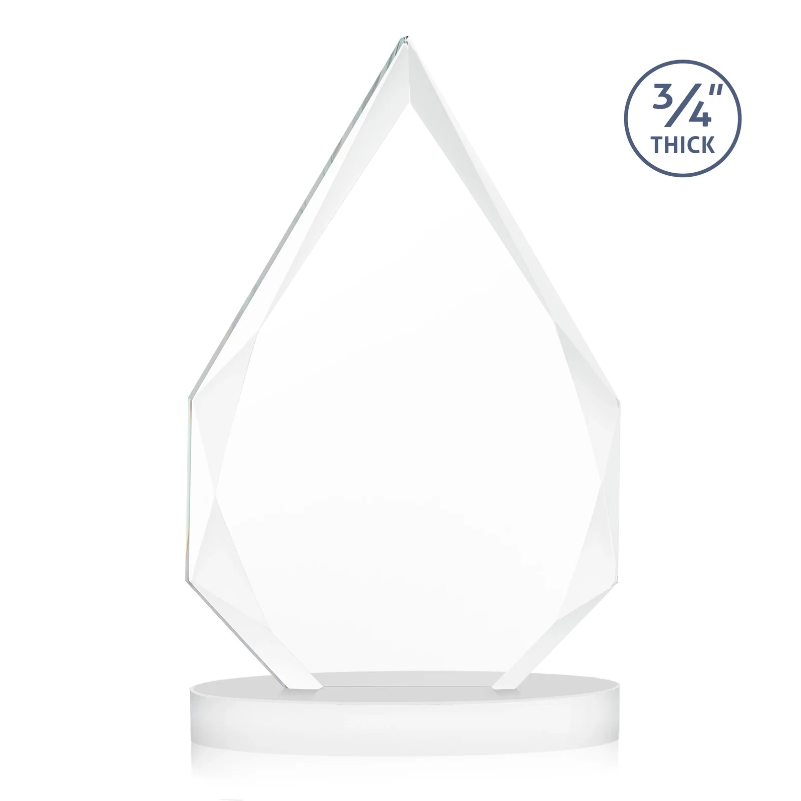 Personalized Starfire Crystal Award Tapering to a Faceted Peak, awards, with your logo for service anniversary gifts